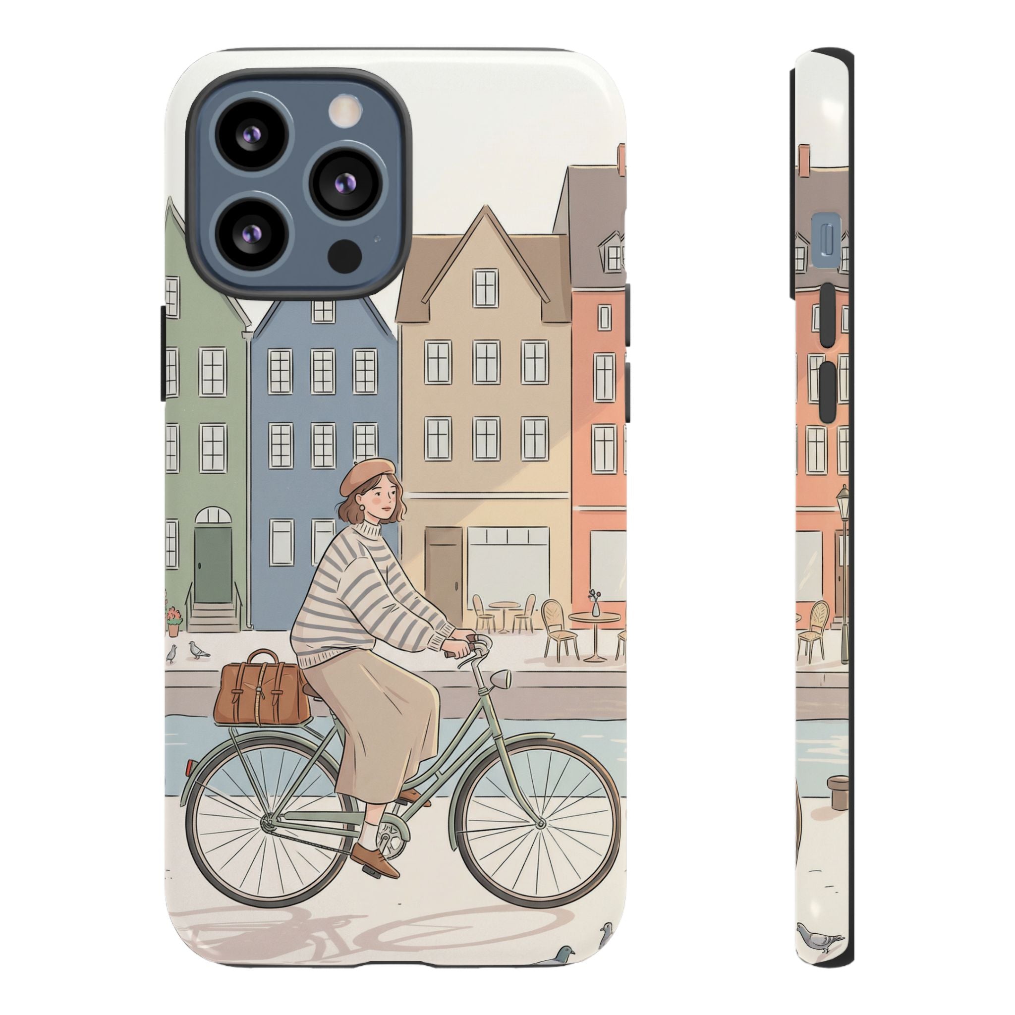 City Bike iPhone Case | Cozy European Street Illustration Tough Cases