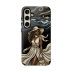 Samsung Galaxy Phone Case | Elegant Black Woman in Flowing Dress by the Sea