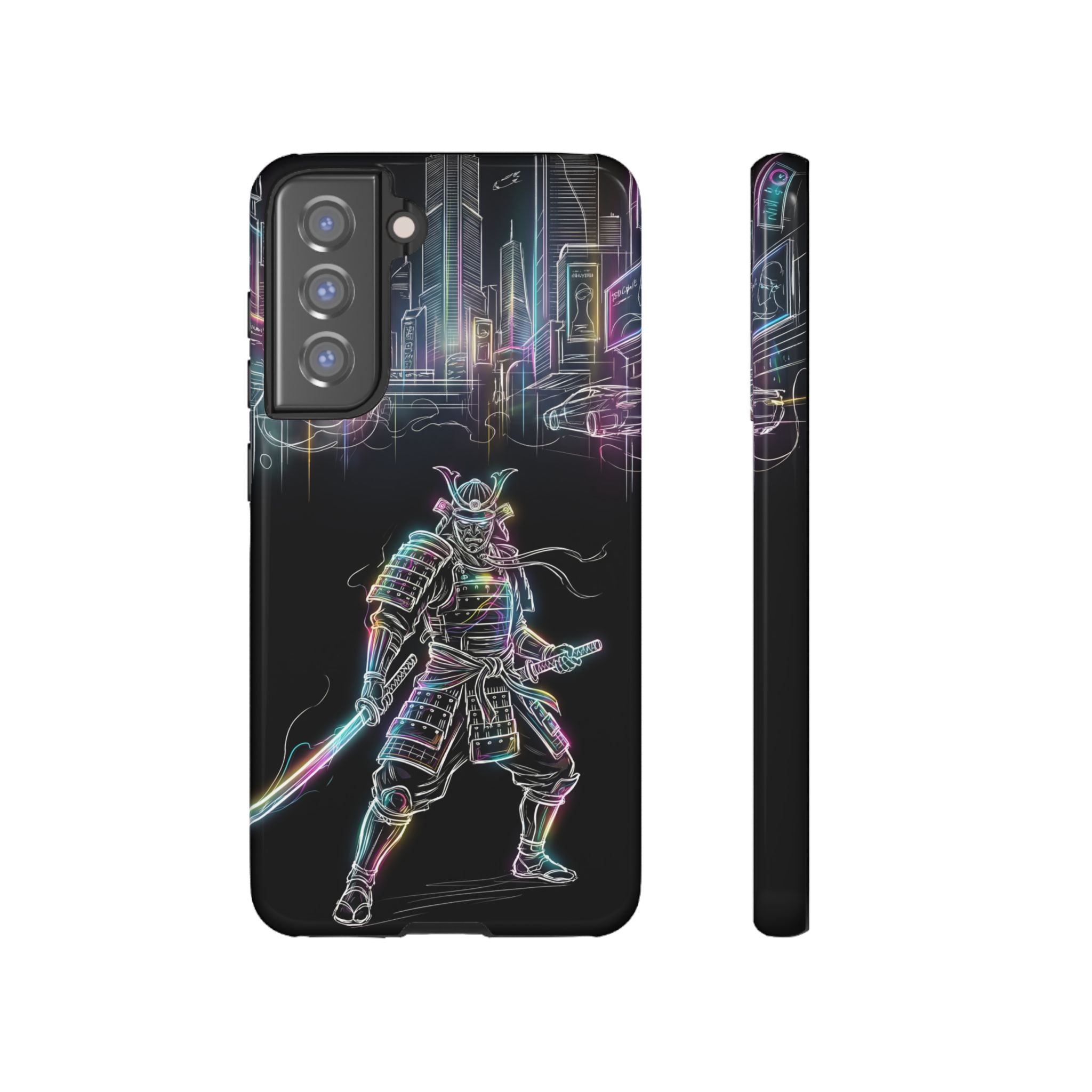 Neon Samurai Samsung Galaxy Phone Case | Cyberpunk City Armor