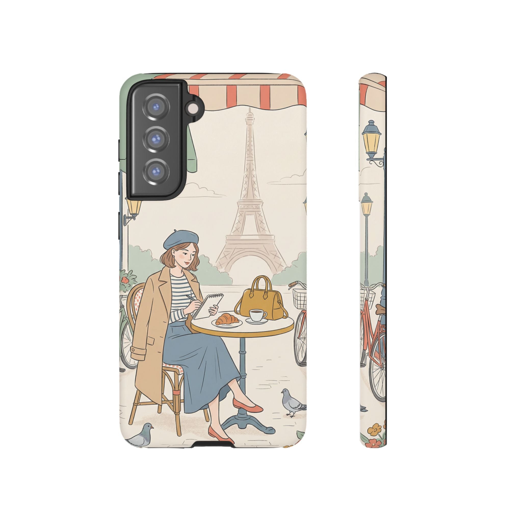 Paris Cafe Samsung Galaxy Phone Case | Cute Vintage Eiffel Tower Travel