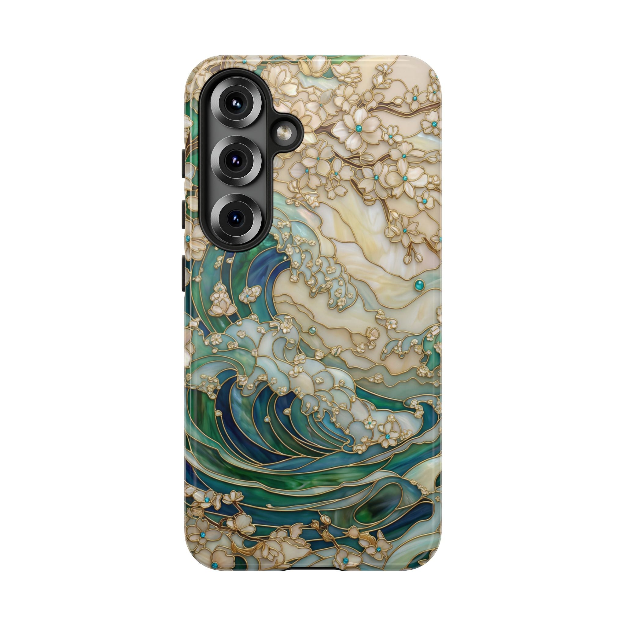 Elegant Ocean Wave Floral Art Samsung Galaxy Case