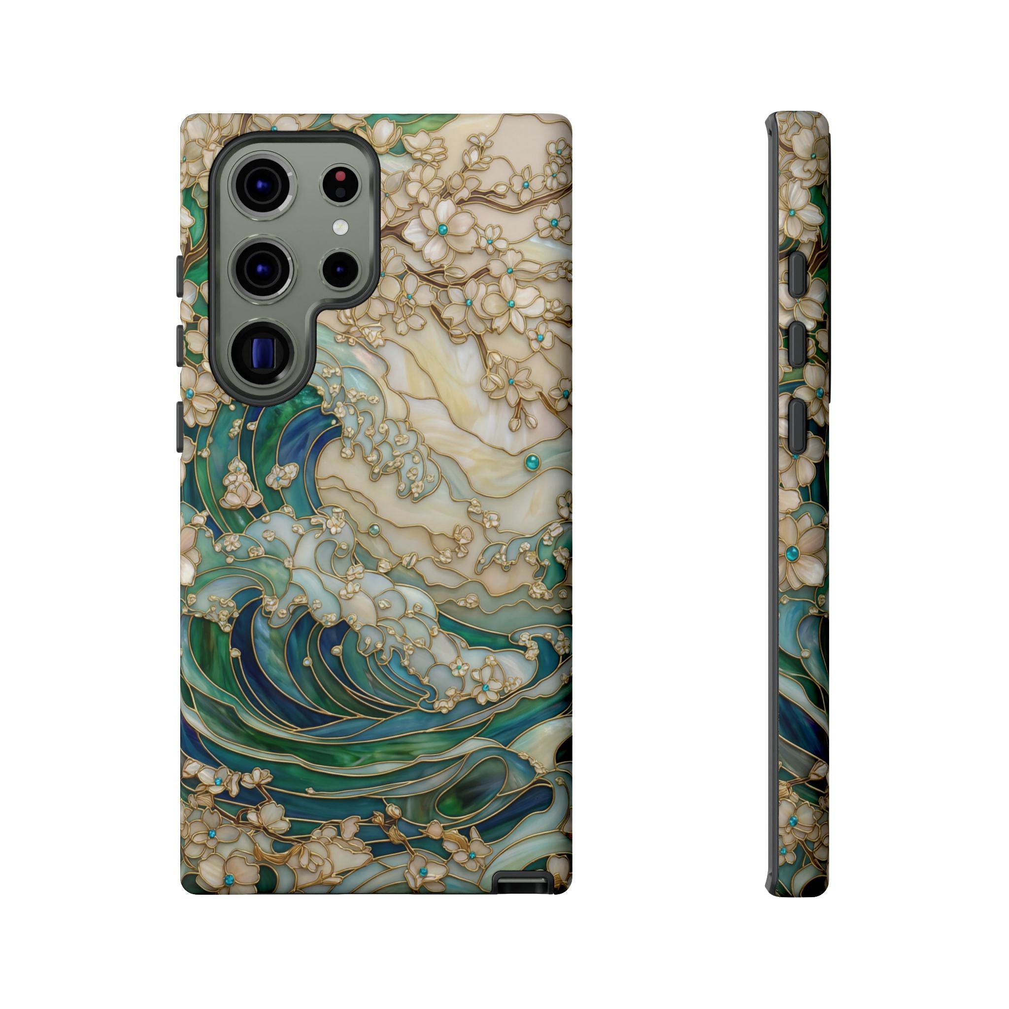Elegant Ocean Wave Floral Art Samsung Galaxy Case