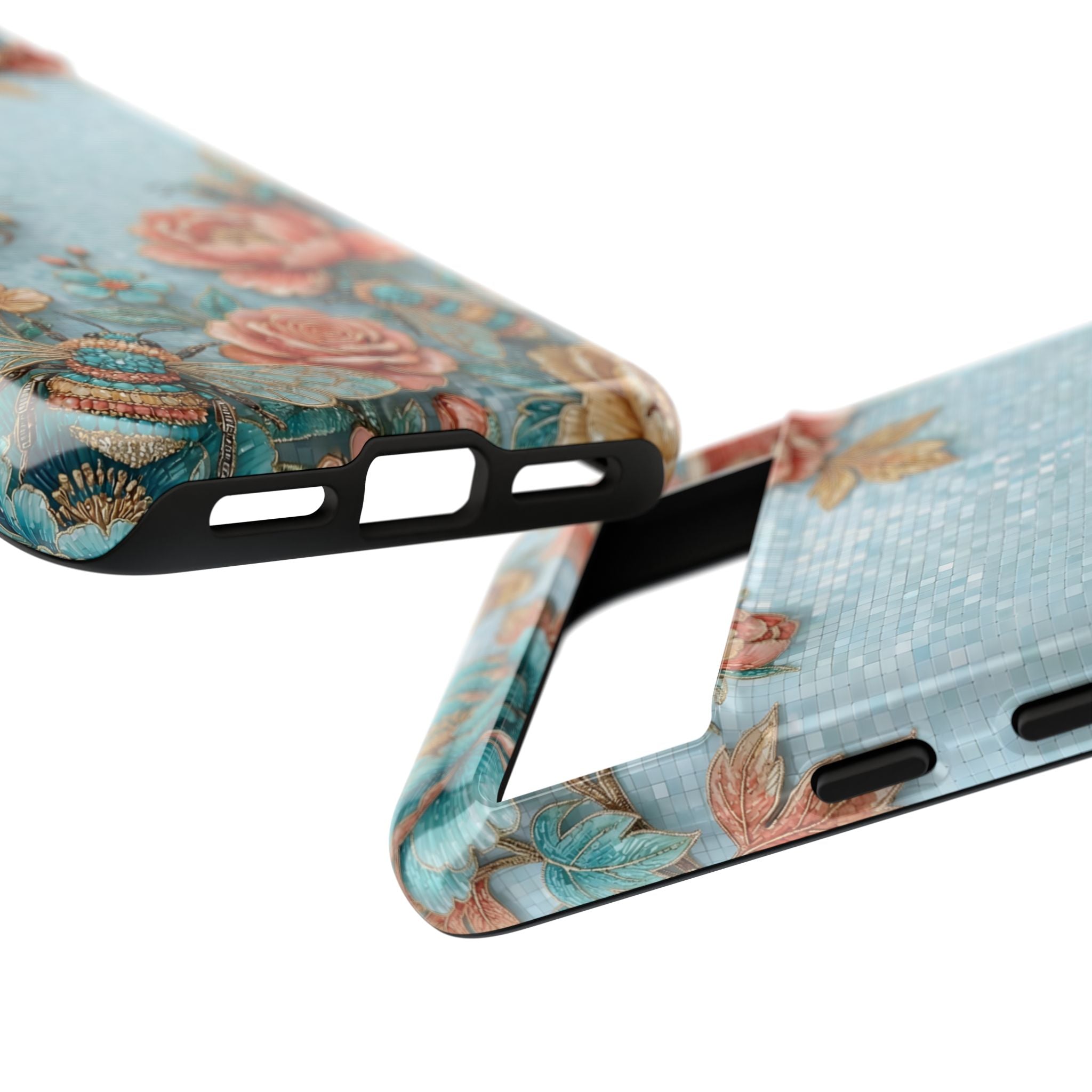 Floral Bees Google Pixel Phone Case | Vintage Rose & Turquoise Protective Cover