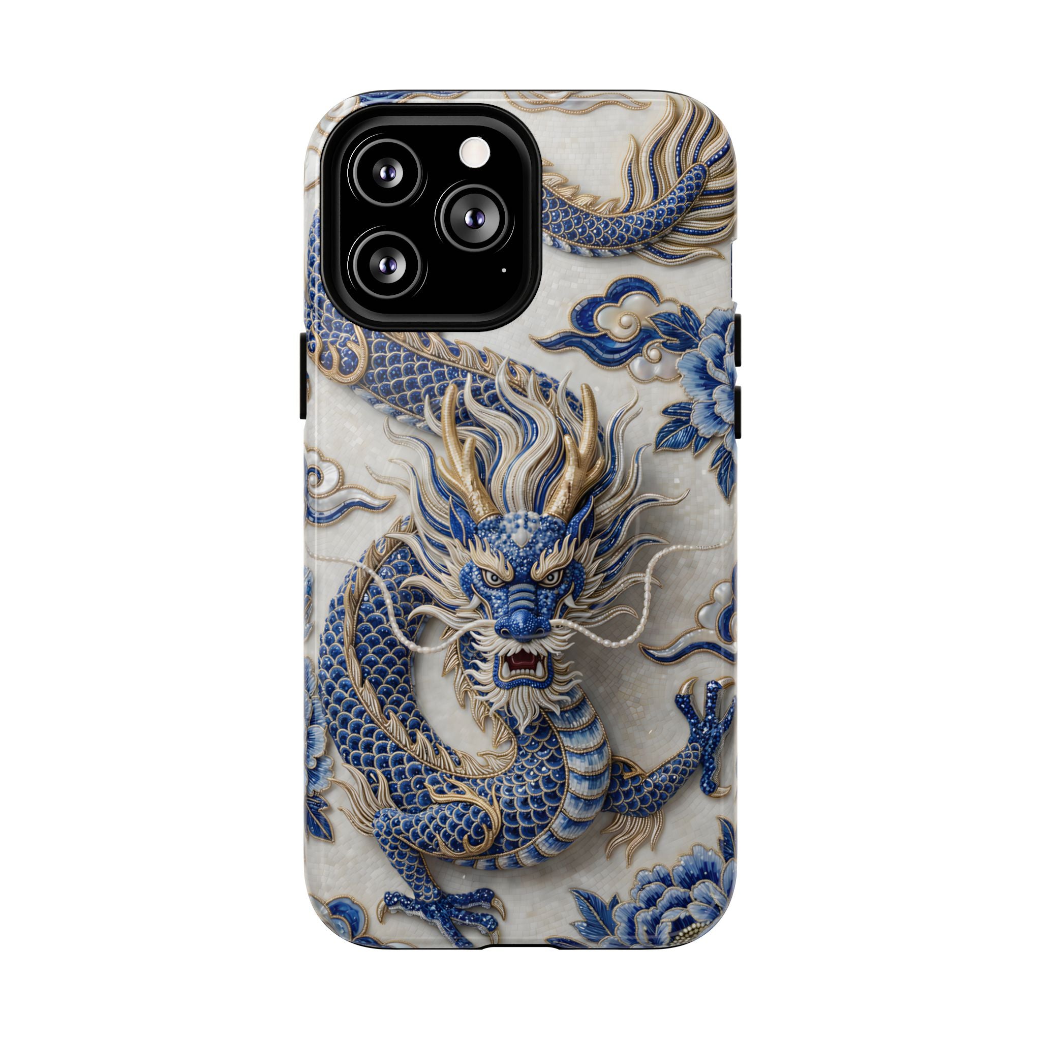 Asian Zodiac Dragon MagSafe iPhone Case | Blue & White Porcelain Luxury Protective Case | Year of the Dragon Gift
