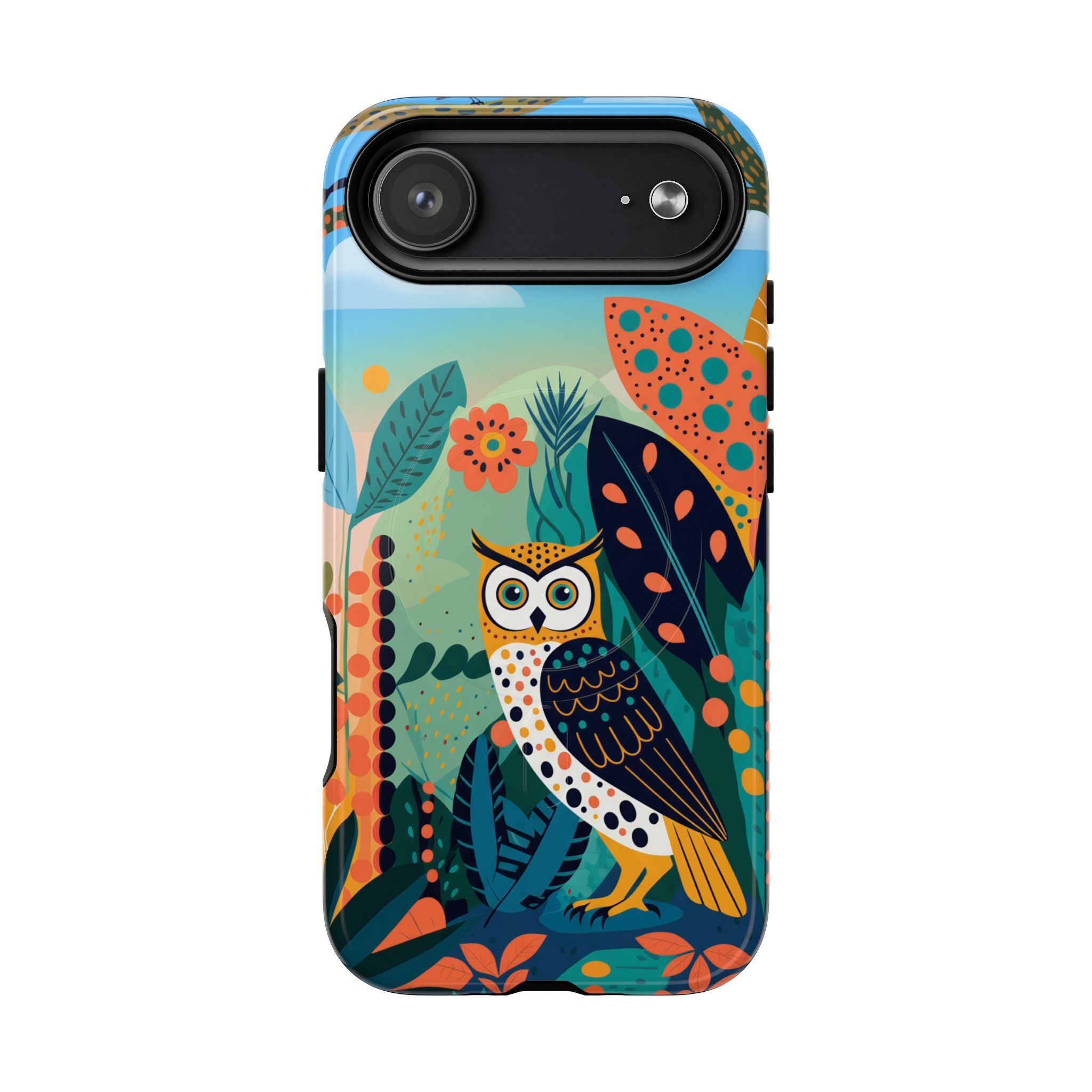 Botanical Forest Colourful Owl MagSafe iPhone Case