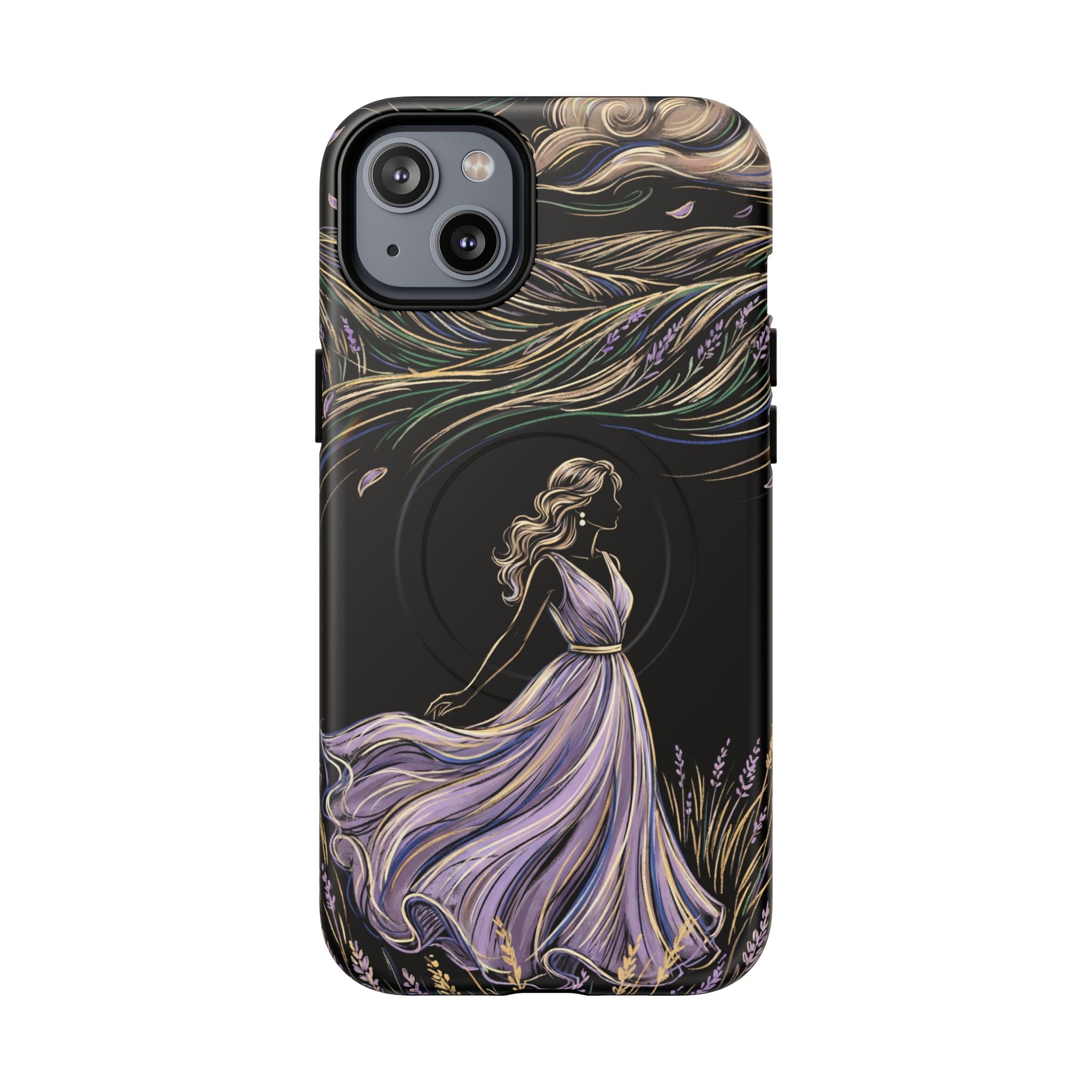 Lavender Breeze MagSafe iPhone Case | Elegant Dancing Woman Floral Protection