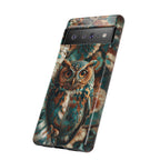 Owl Forest Tough Google Pixel Case | Teal & Brown Rustic Wildlife Protective Cover
