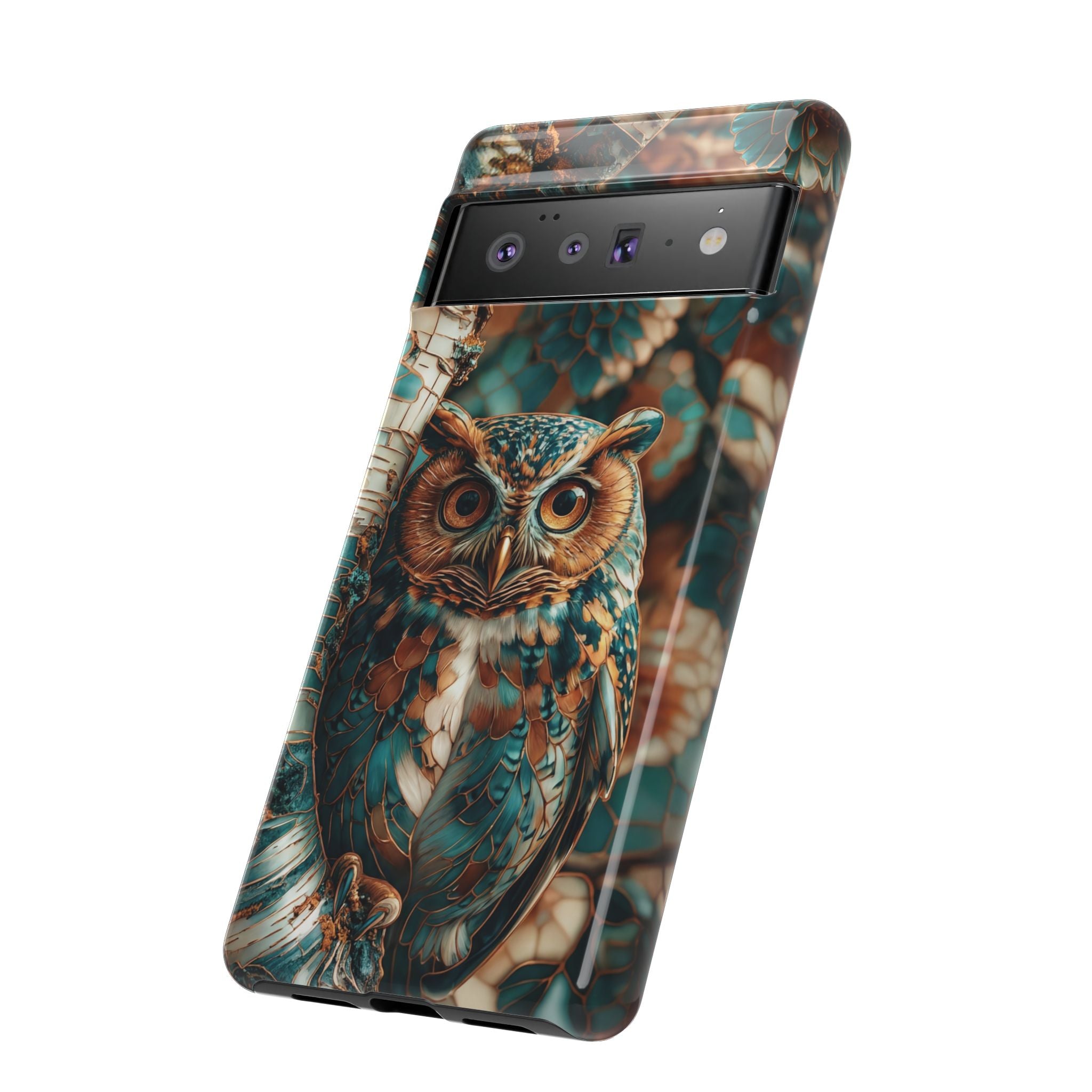 Owl Forest Tough Google Pixel Case | Teal & Brown Rustic Wildlife Protective Cover