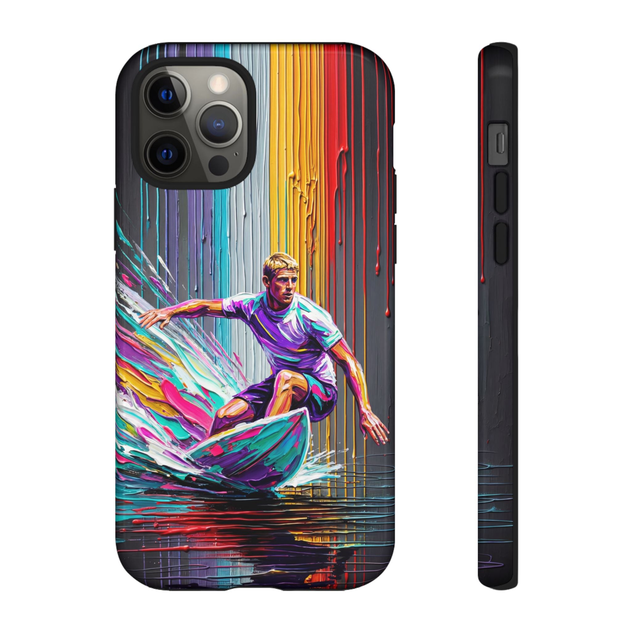 Surfing Art iPhone Case | Colourful Wave Surfer Protective Cover
