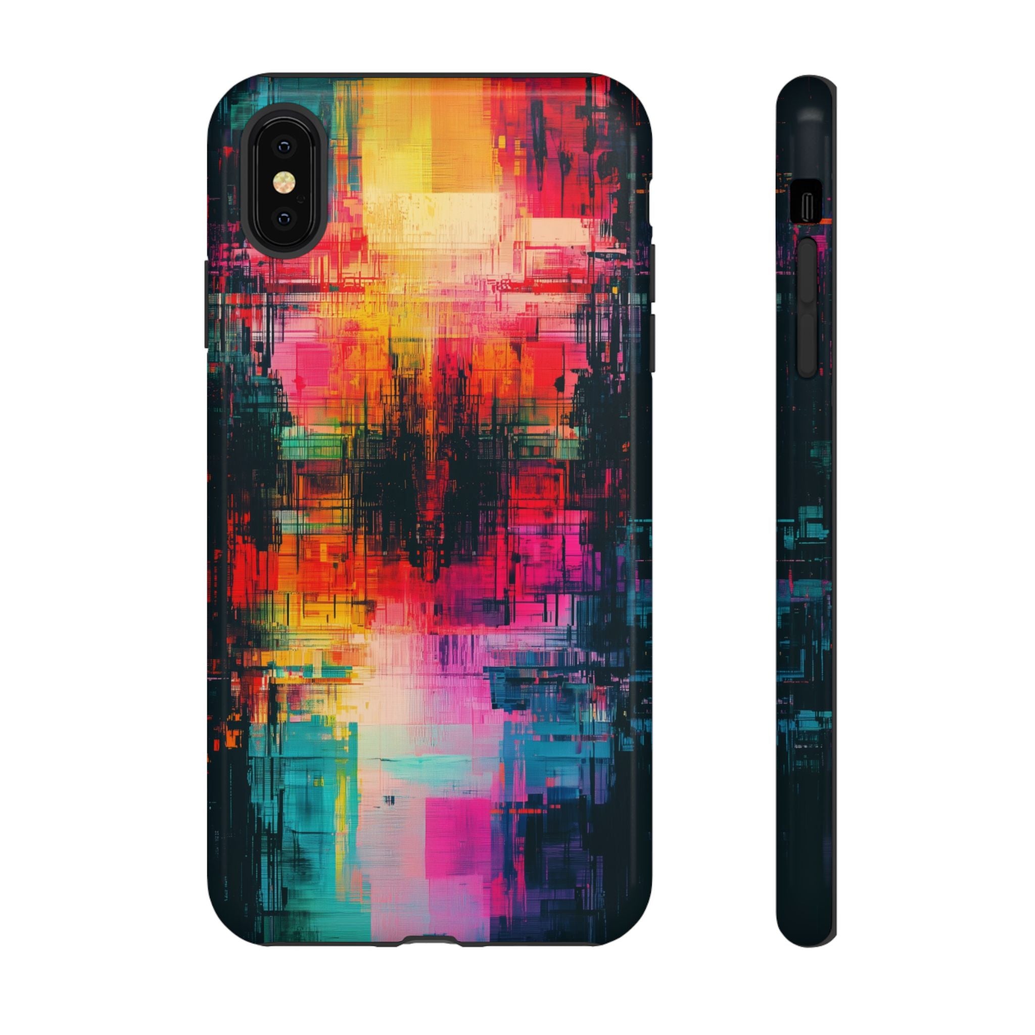 Abstract Neon Glitch Art Tough iPhone Case