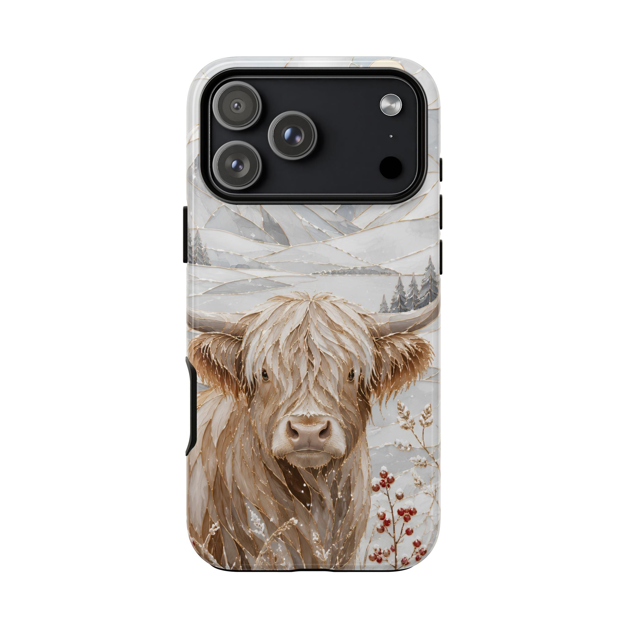 Highland Cow iPhone Case | Stained Glass Mountain Case