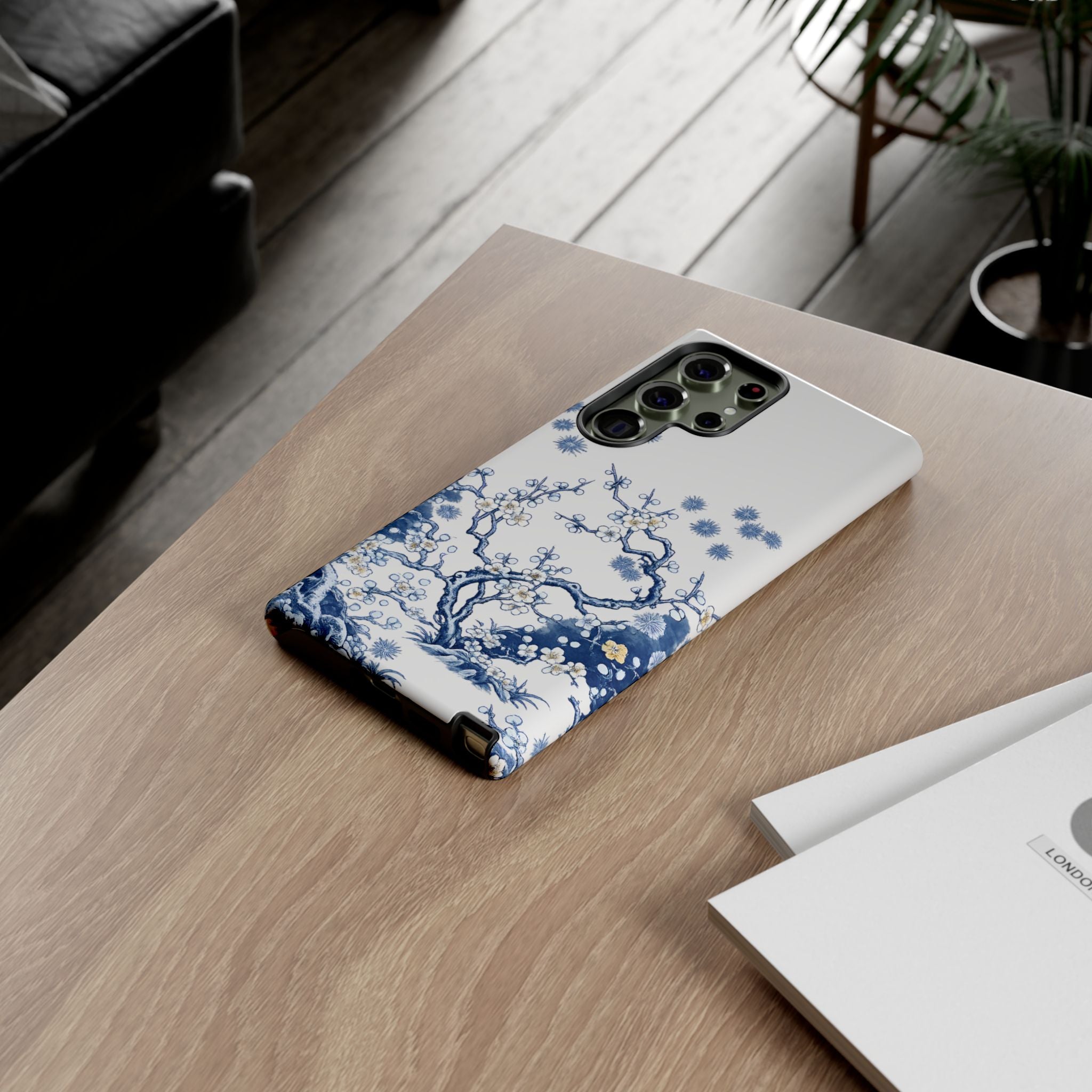 Vintage Blue White Porcelain Samsung Galaxy Phone Case | Chinoiserie Floral Tough Cover