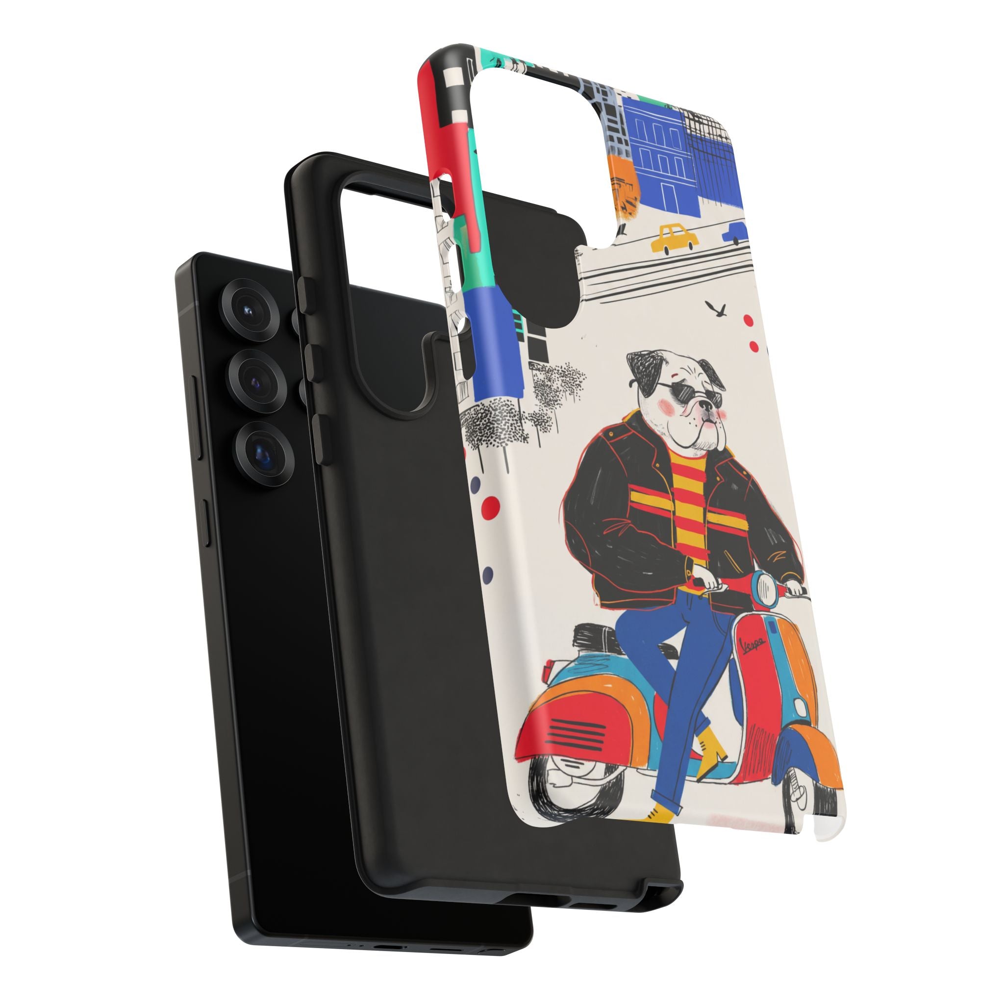 Bulldog Vespa Samsung Galaxy Phone Case | Retro Scooter Dog Protective Cover