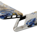 Custodia per telefono Google Pixel "Ape floreale" resistente | Design a giardino lunare blu e giallo