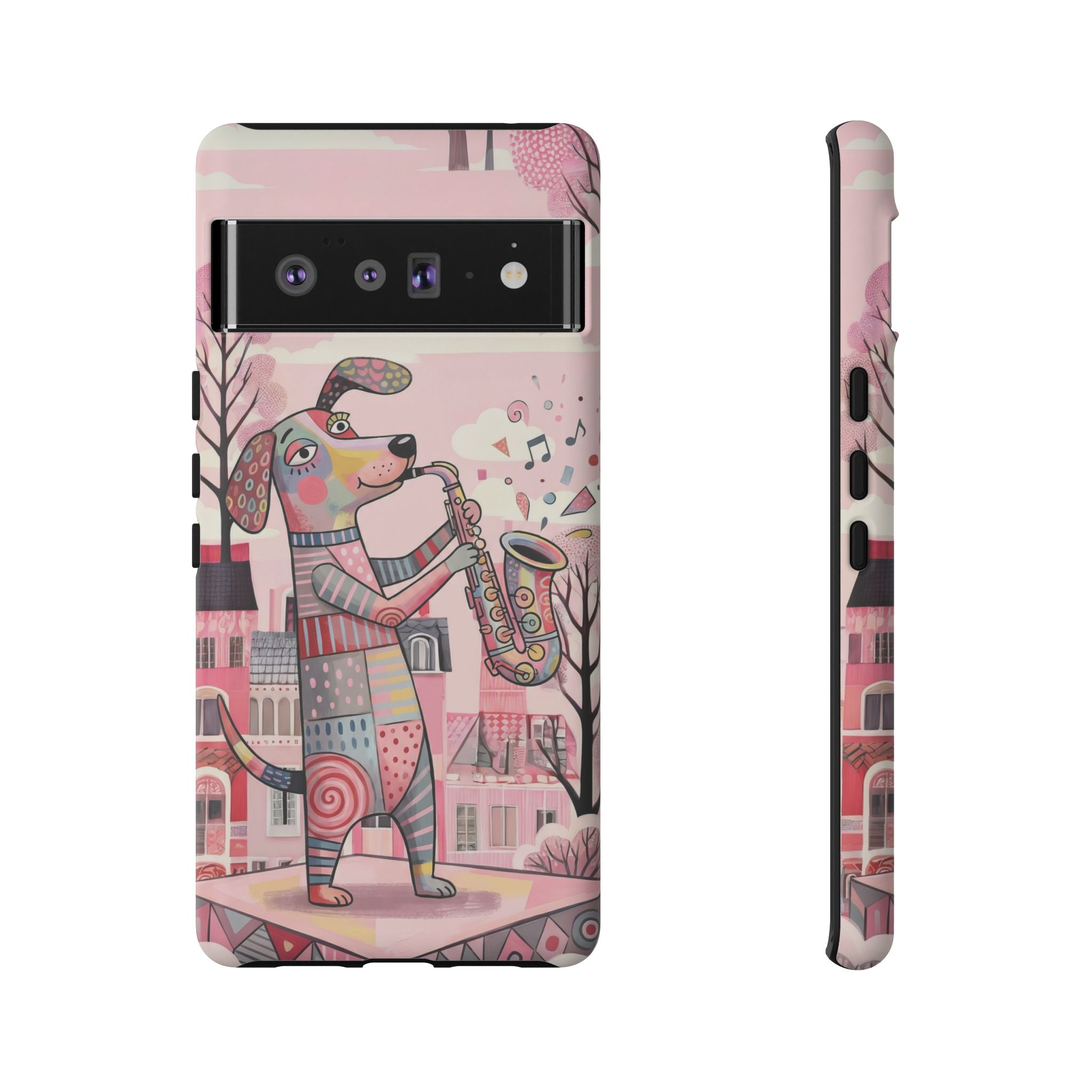 Saxophone Dog Google Pixel Phone Case | Cute Pink Musical Art Protective Case