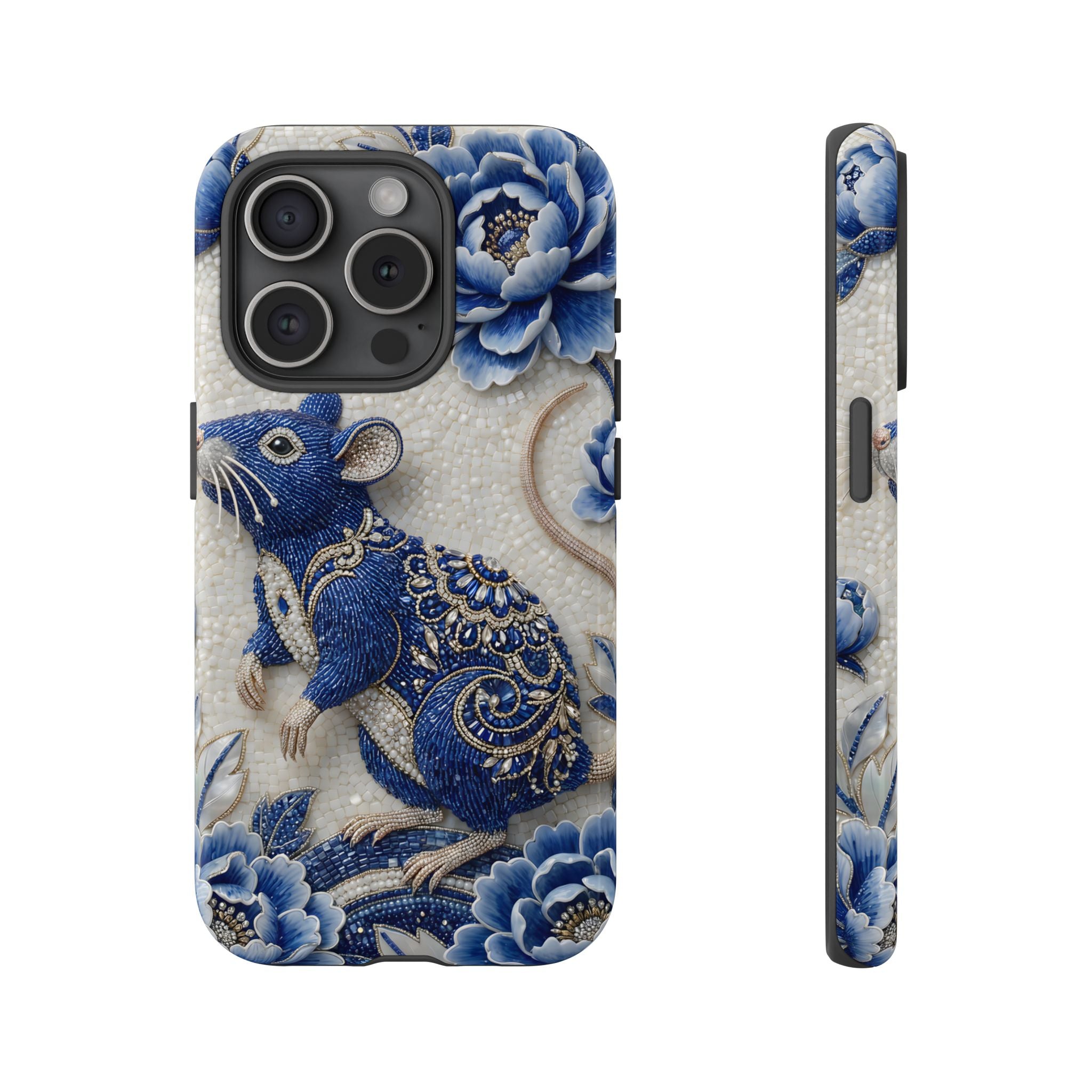 Asian Zodiac Rat iPhone Case | Blue & White Porcelain Art Slim Protective iPhone Case | Year of the Rat Gift