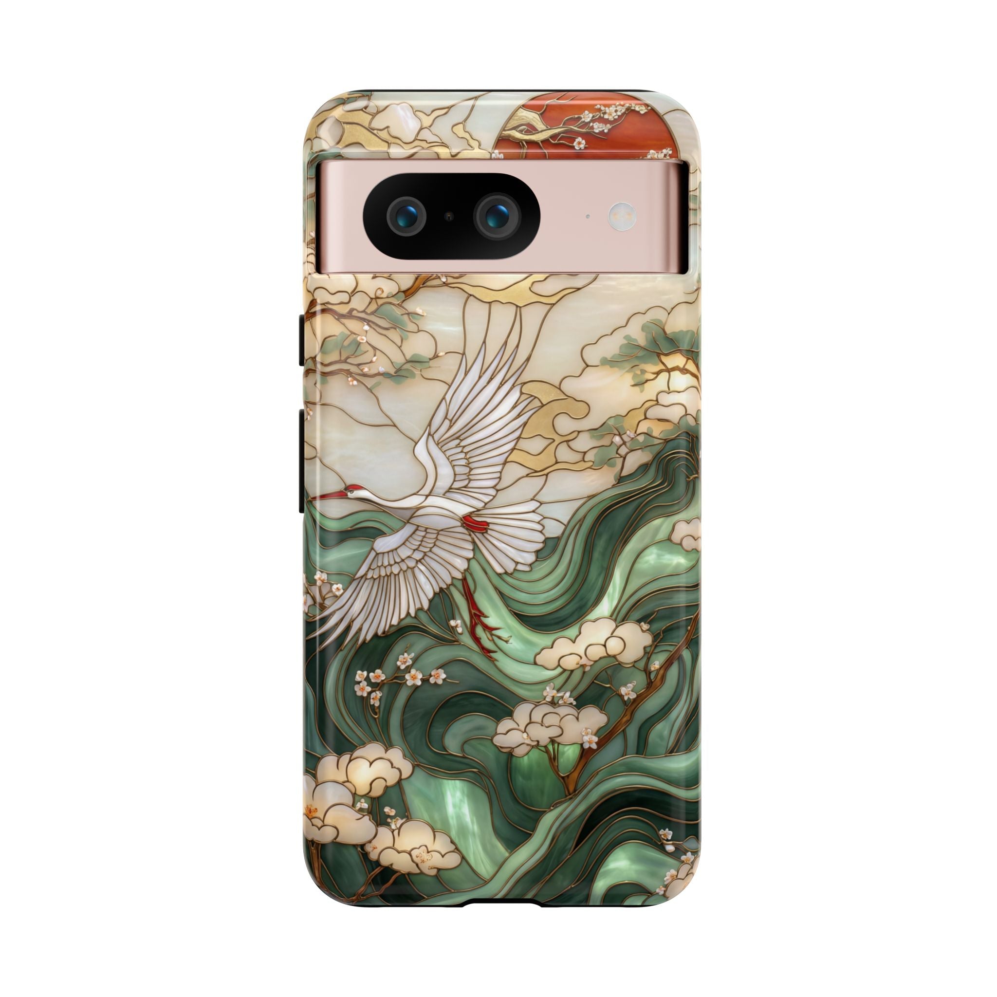 Cranes & Waves Protective Google Pixel Case | Japanese-Inspired Art Phone Cover
