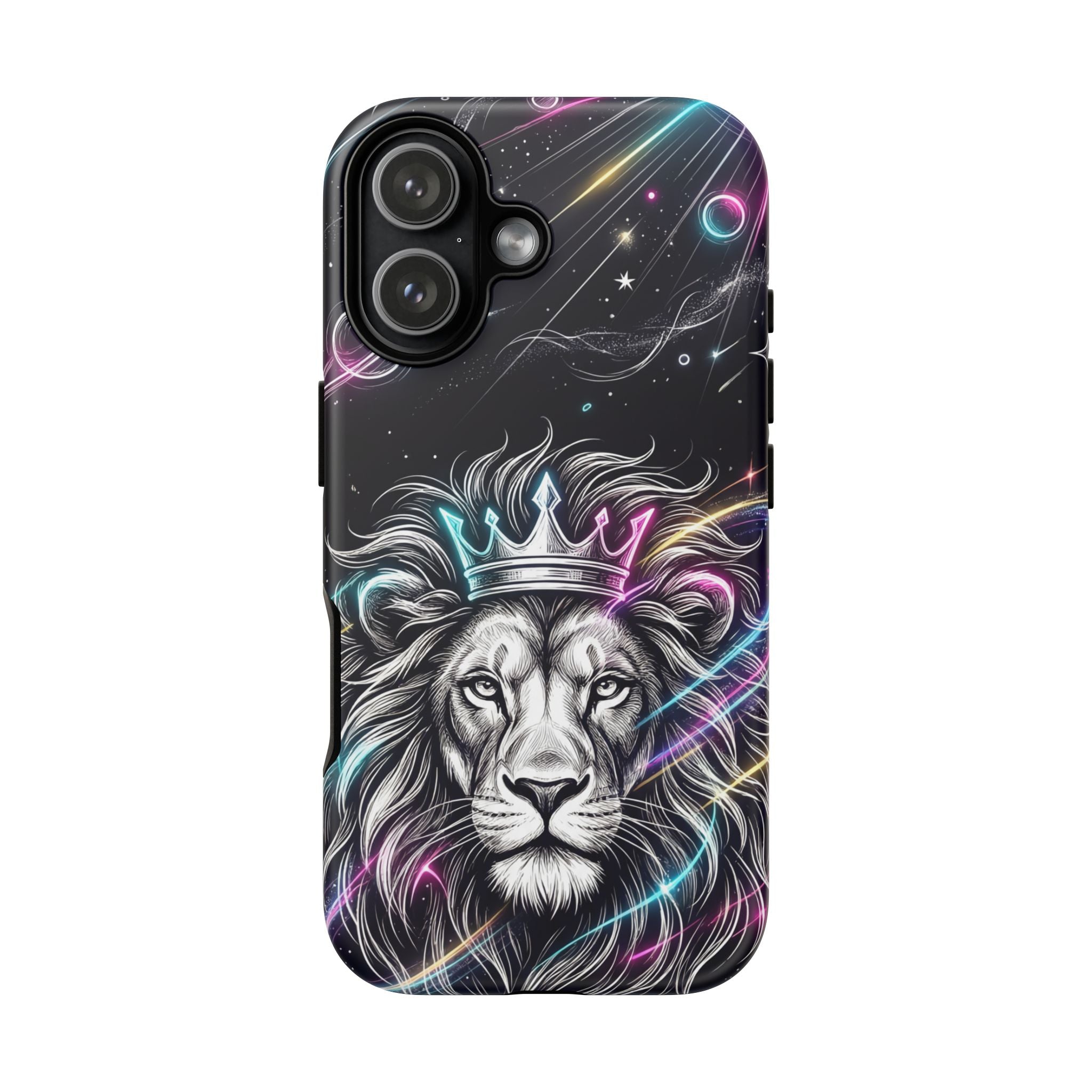 Galaxy Lion iPhone Case | Neon Crowned Lion Protective Case