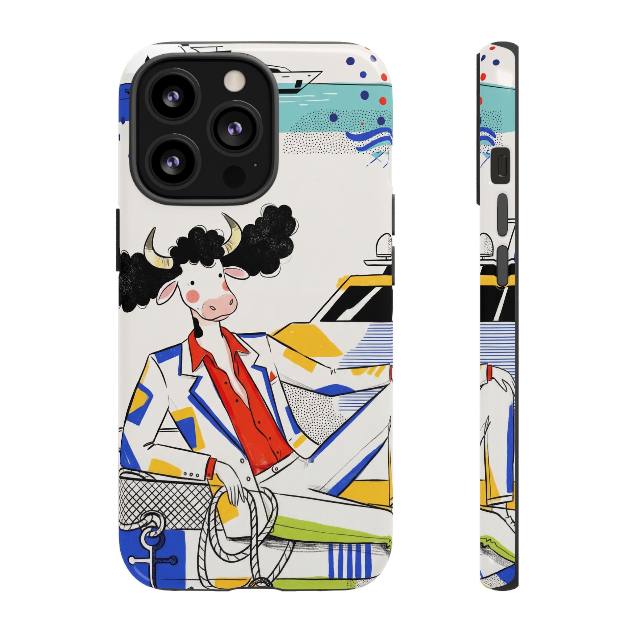 Nautical Cow Graphic Protective iPhone Case