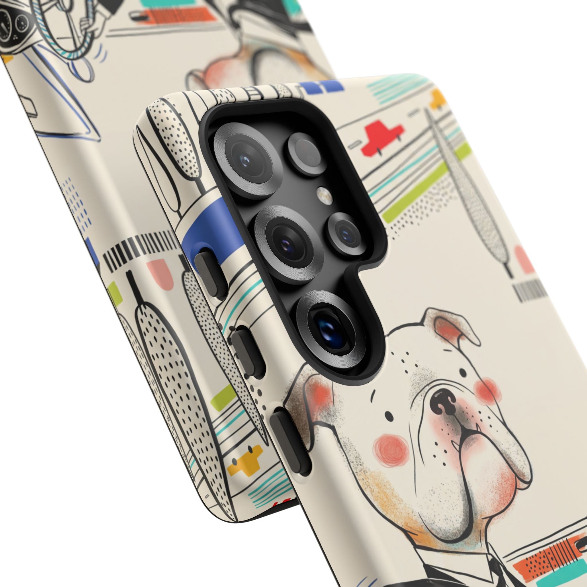 Bulldog Driver Samsung Galaxy Phone Case | Cute Retro Dog Illustration