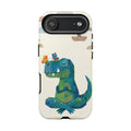 Meditating Dinosaur iPhone Case | Cute T-Rex with Butterflies and Bonsai