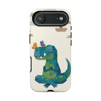 Meditating Dinosaur iPhone Case | Cute T-Rex with Butterflies and Bonsai