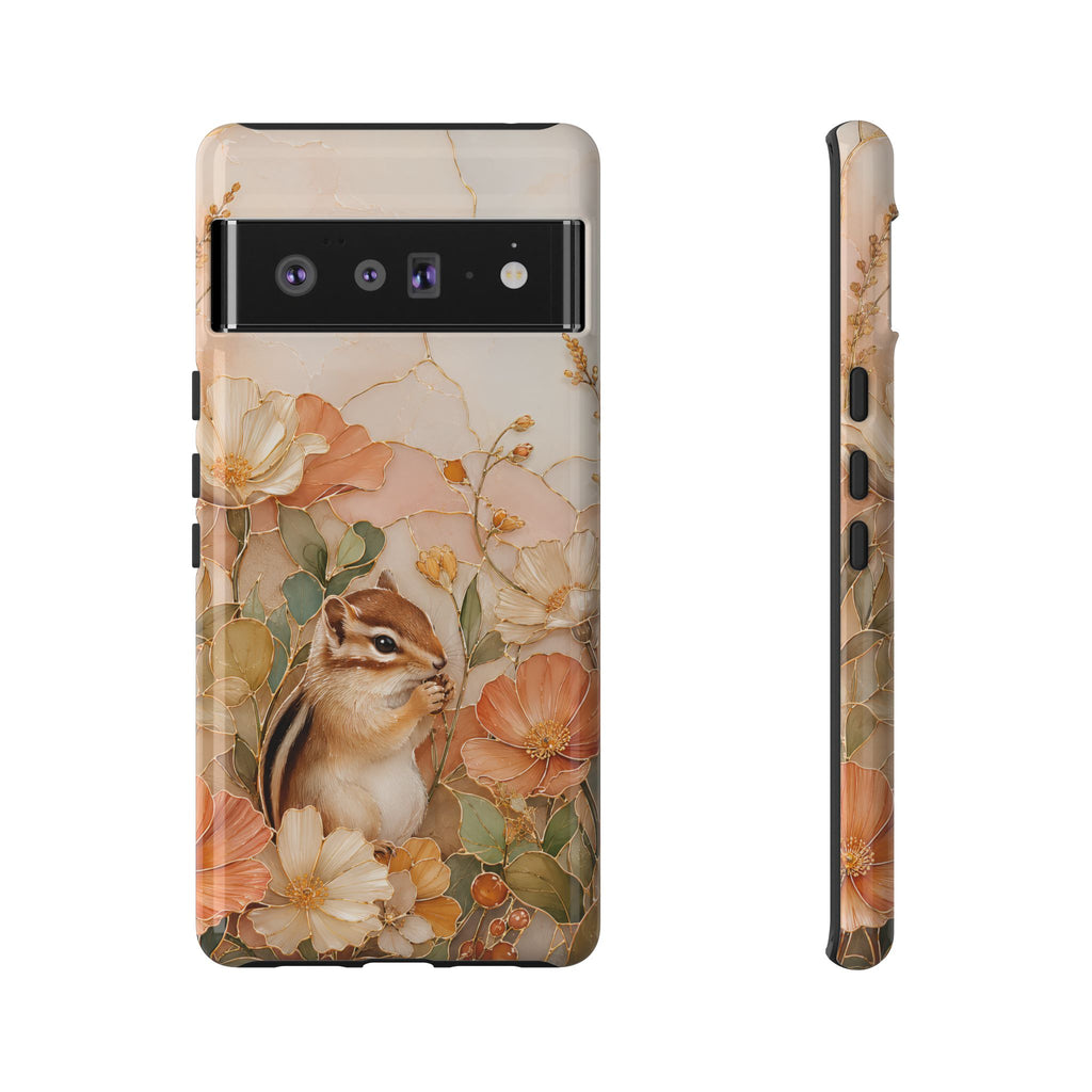 Chipmunk Google Pixel Phone Case | Stained Glass Woodland Animal Case