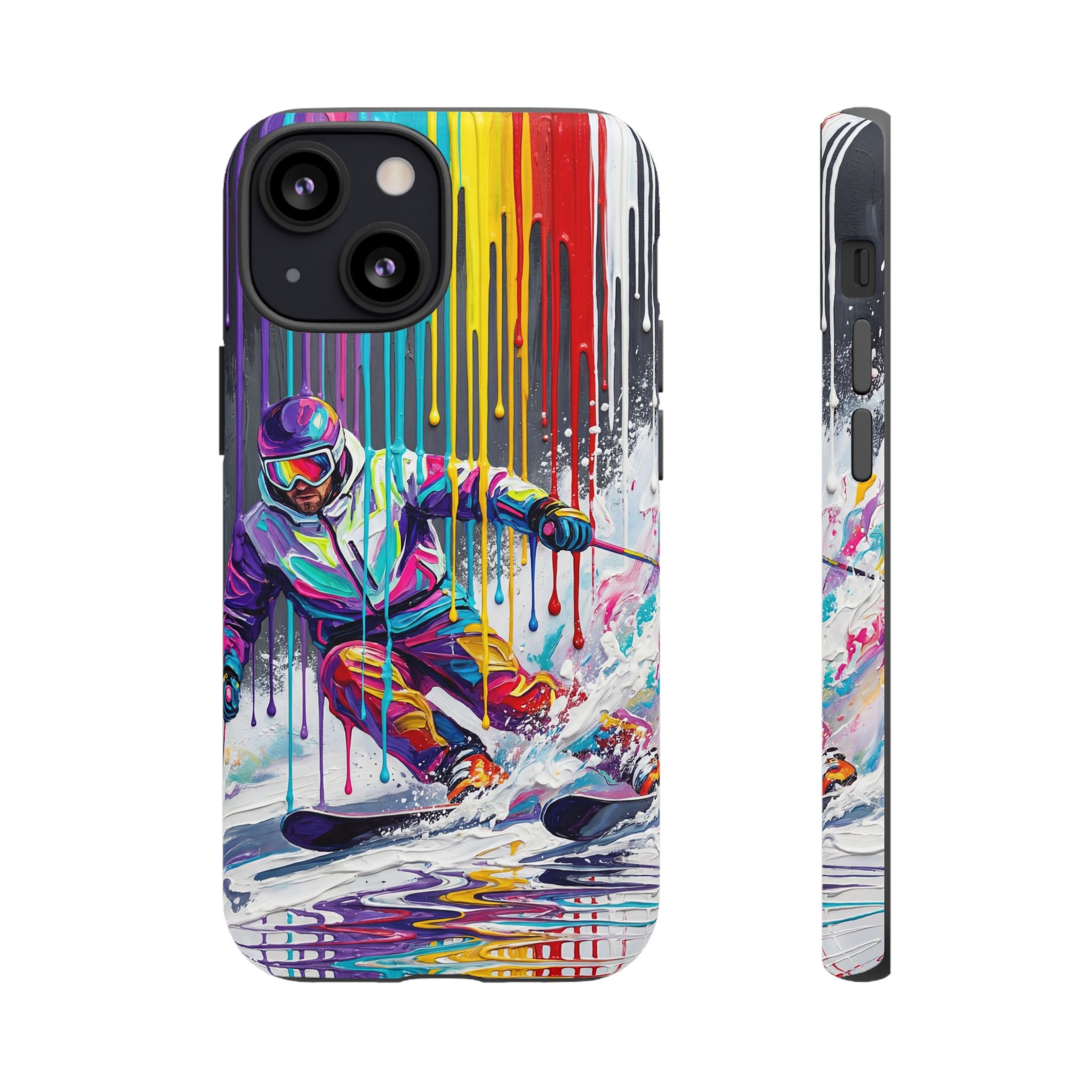Colourful Skiing Drip Art Tough iPhone Case