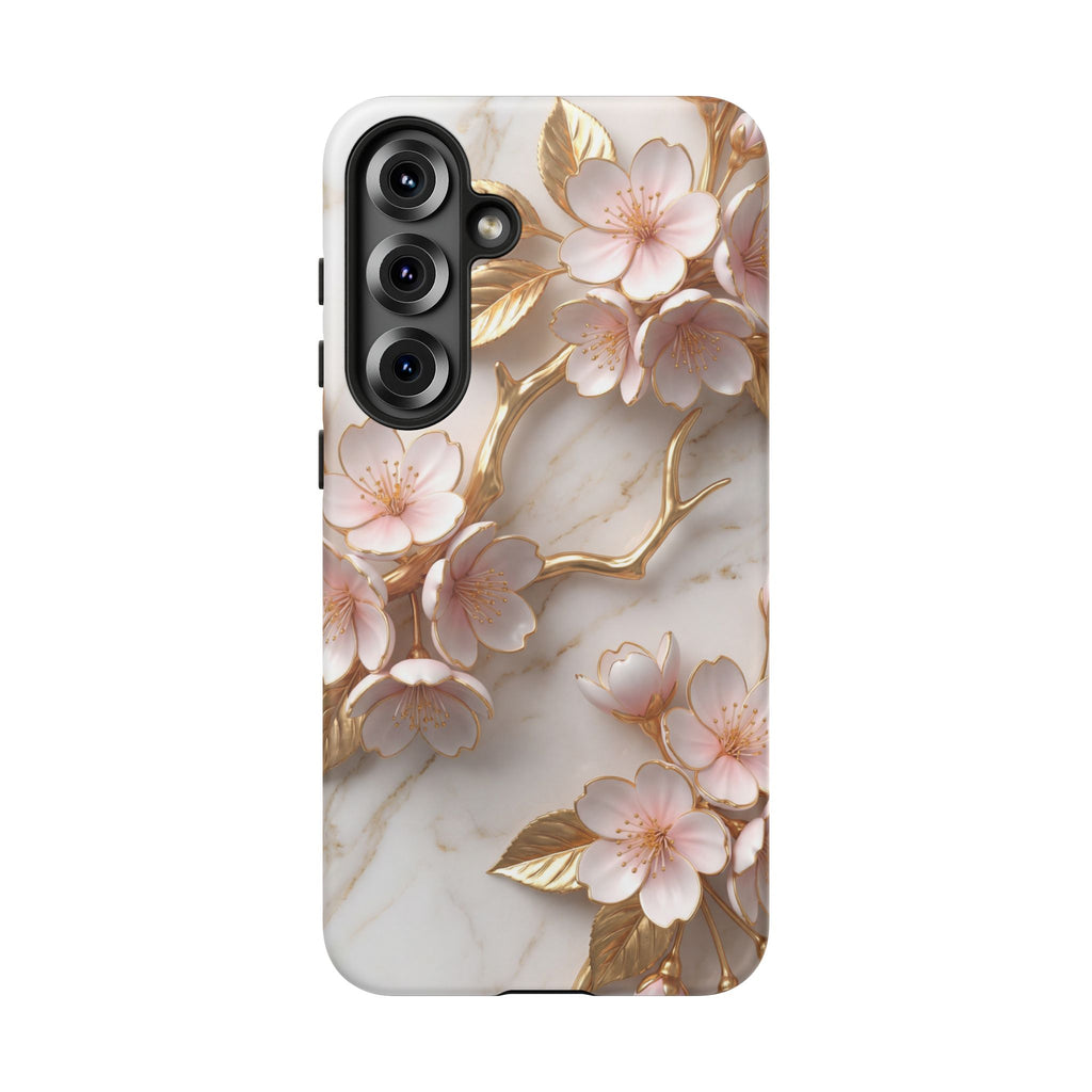 Floral Marble Samsung Galaxy Case — Sakura Gold Cherry Blossom Tough Case