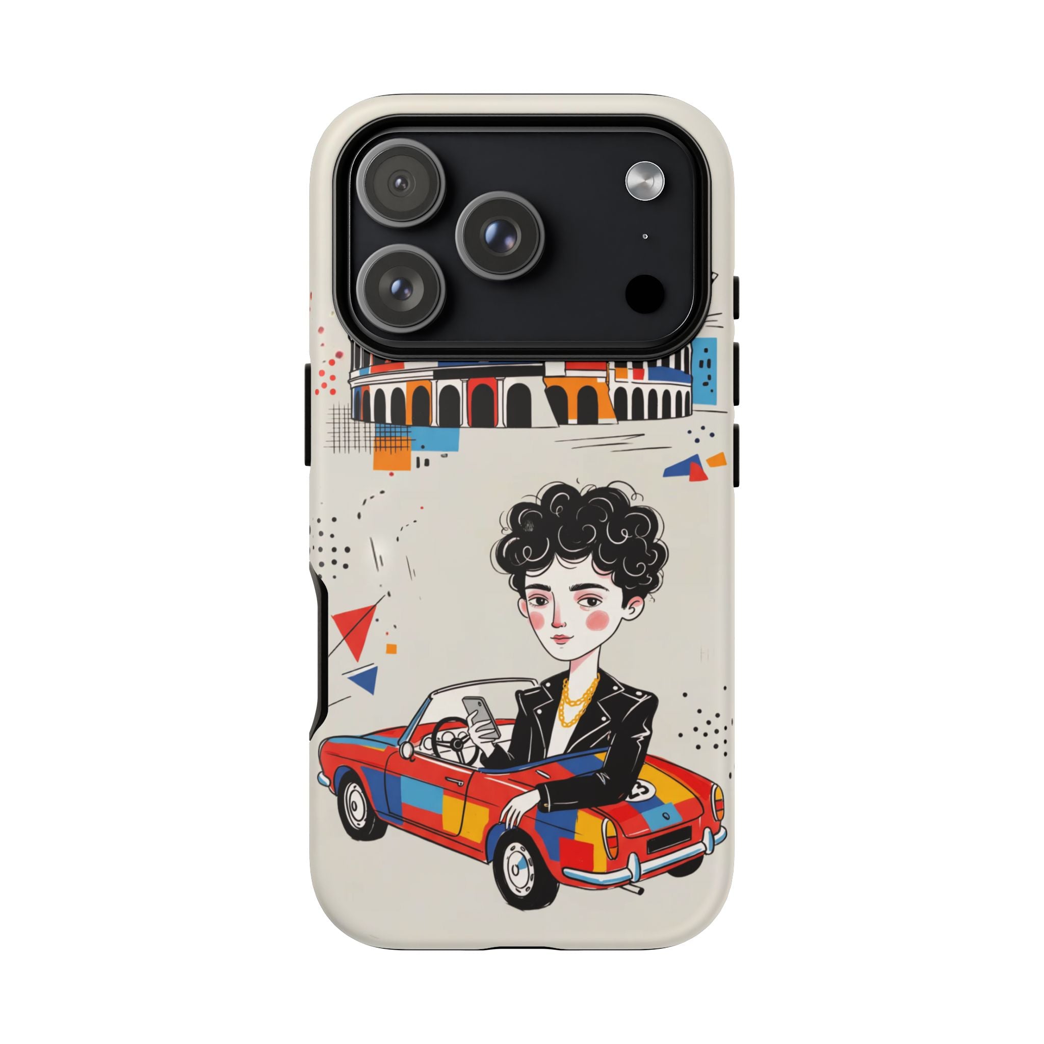 Retro Mille Miglia Car Illustration with Driver iPhone Case