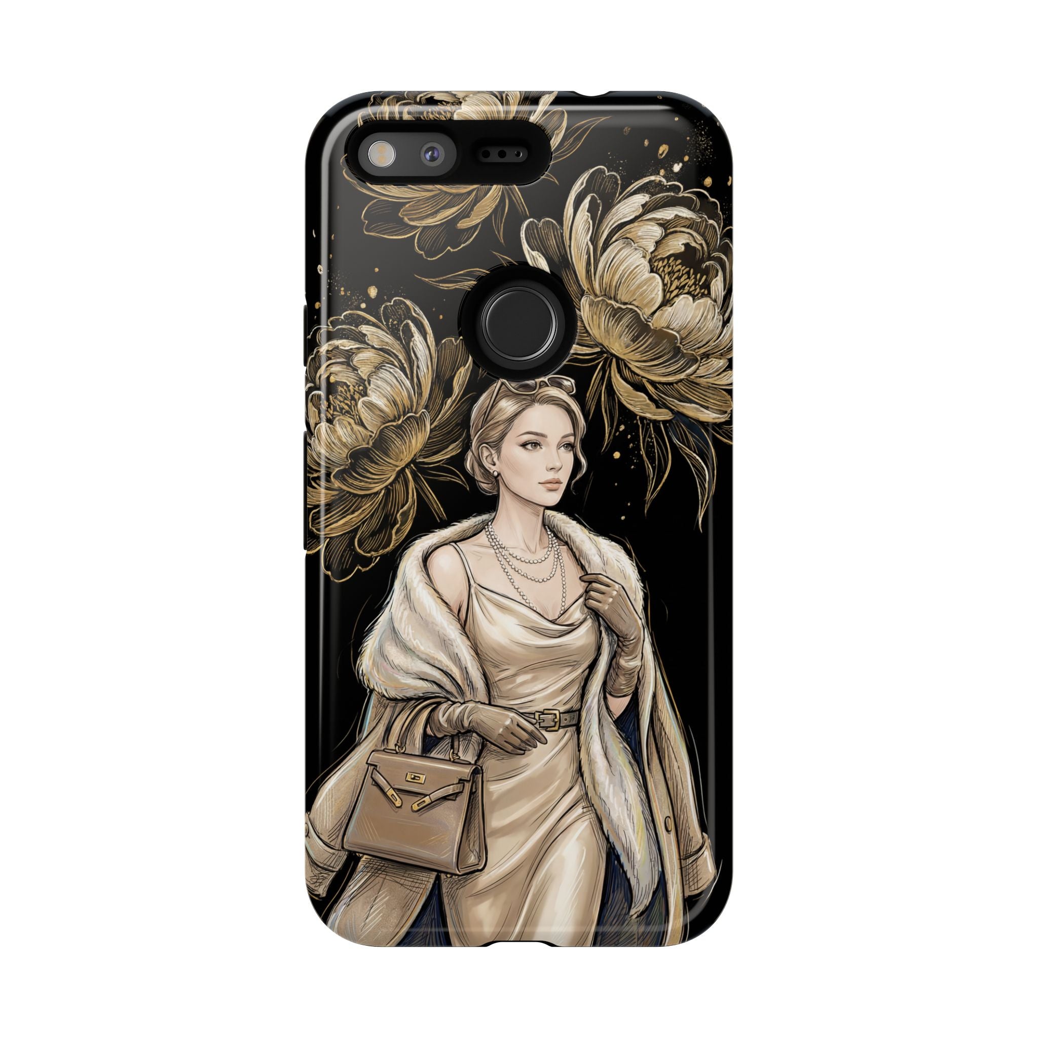 Elegant Vintage Lady Floral Google Pixel Phone Case | Chic Protective Cover for Women