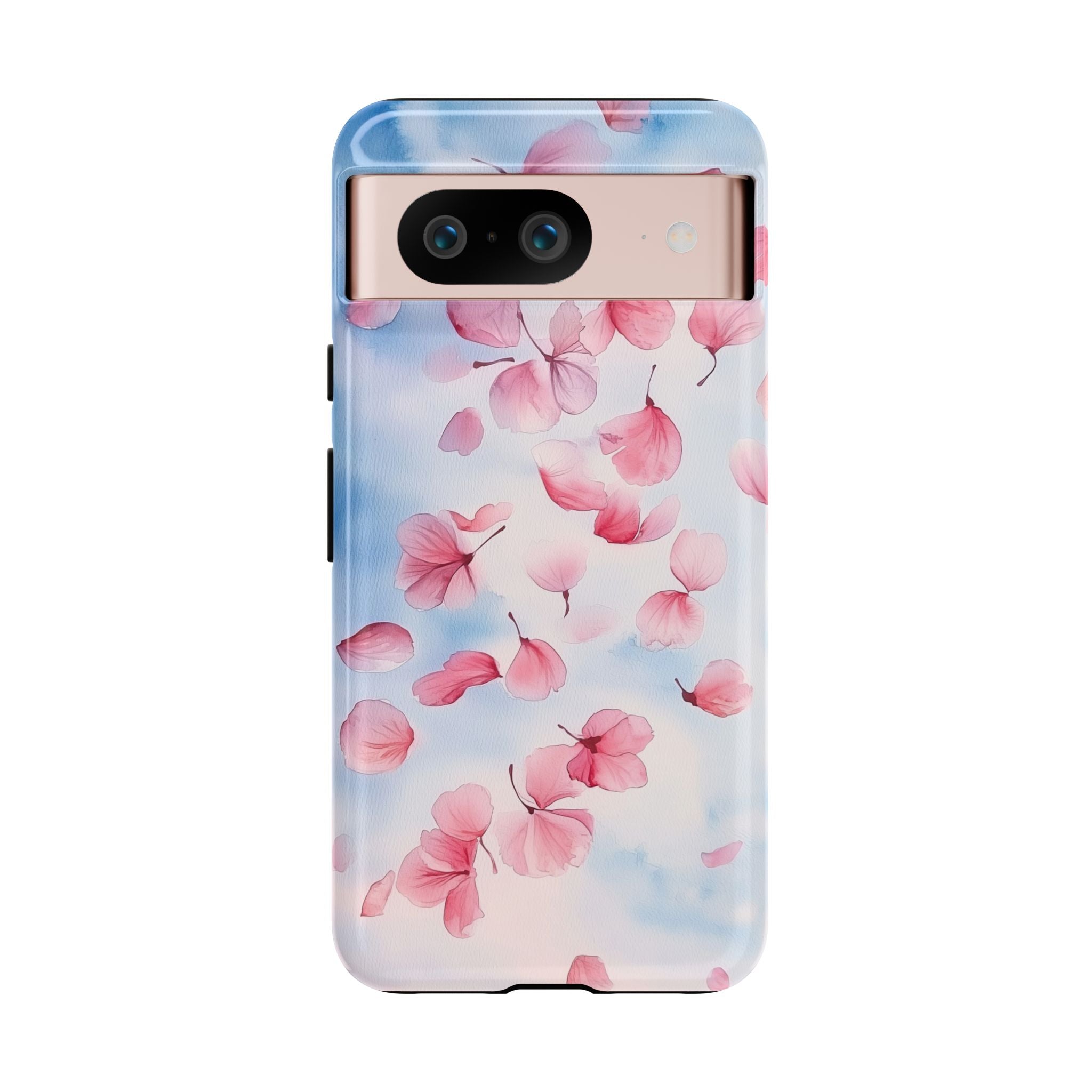 Floral Petal Tough Google Pixel Case | Pink Falling Blossoms