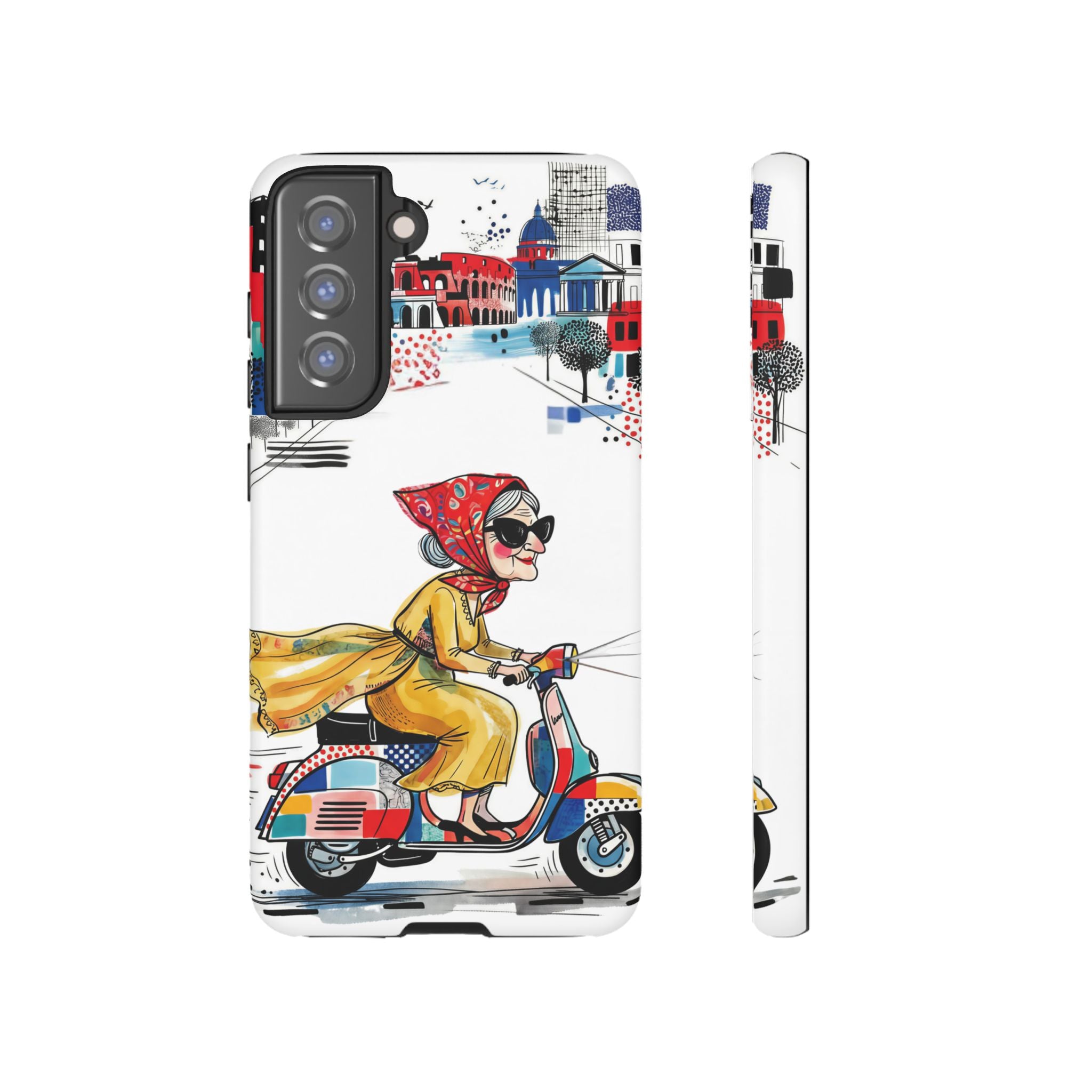 Vintage Vespa Granny Samsung Galaxy Phone Case | Retro Scooter Travel iPhone Cover