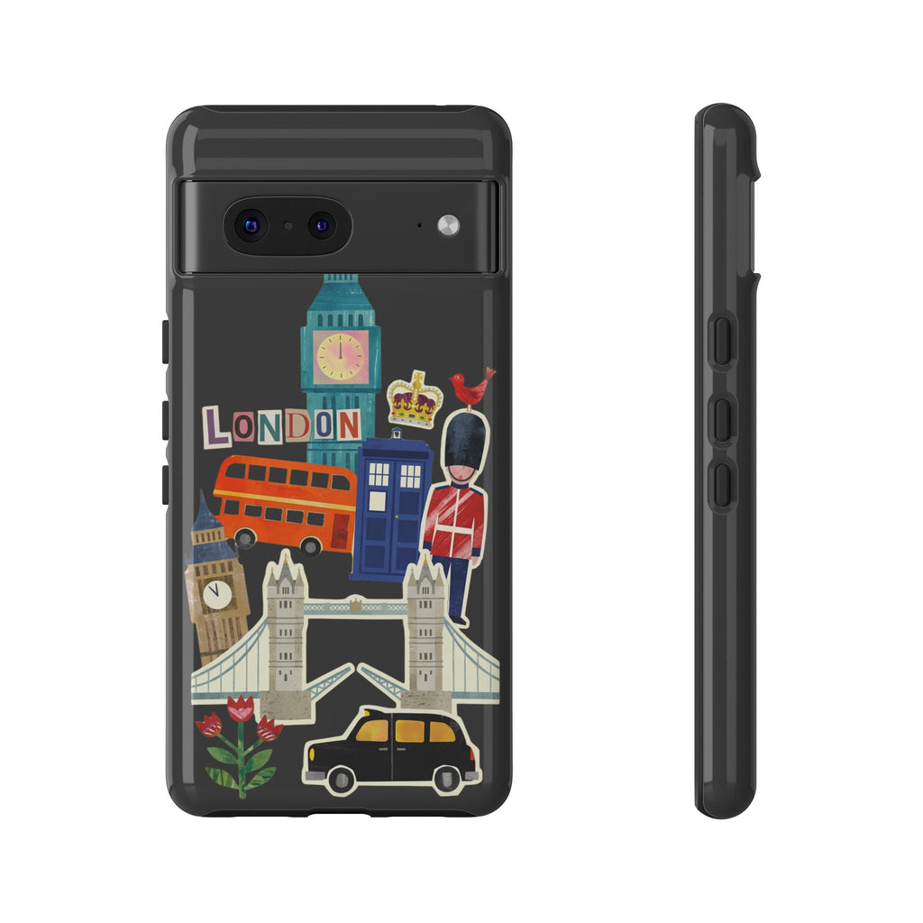 London Travel Google Pixel Phone Case Aesthetic Sticker Collage Cute Retro City Cover