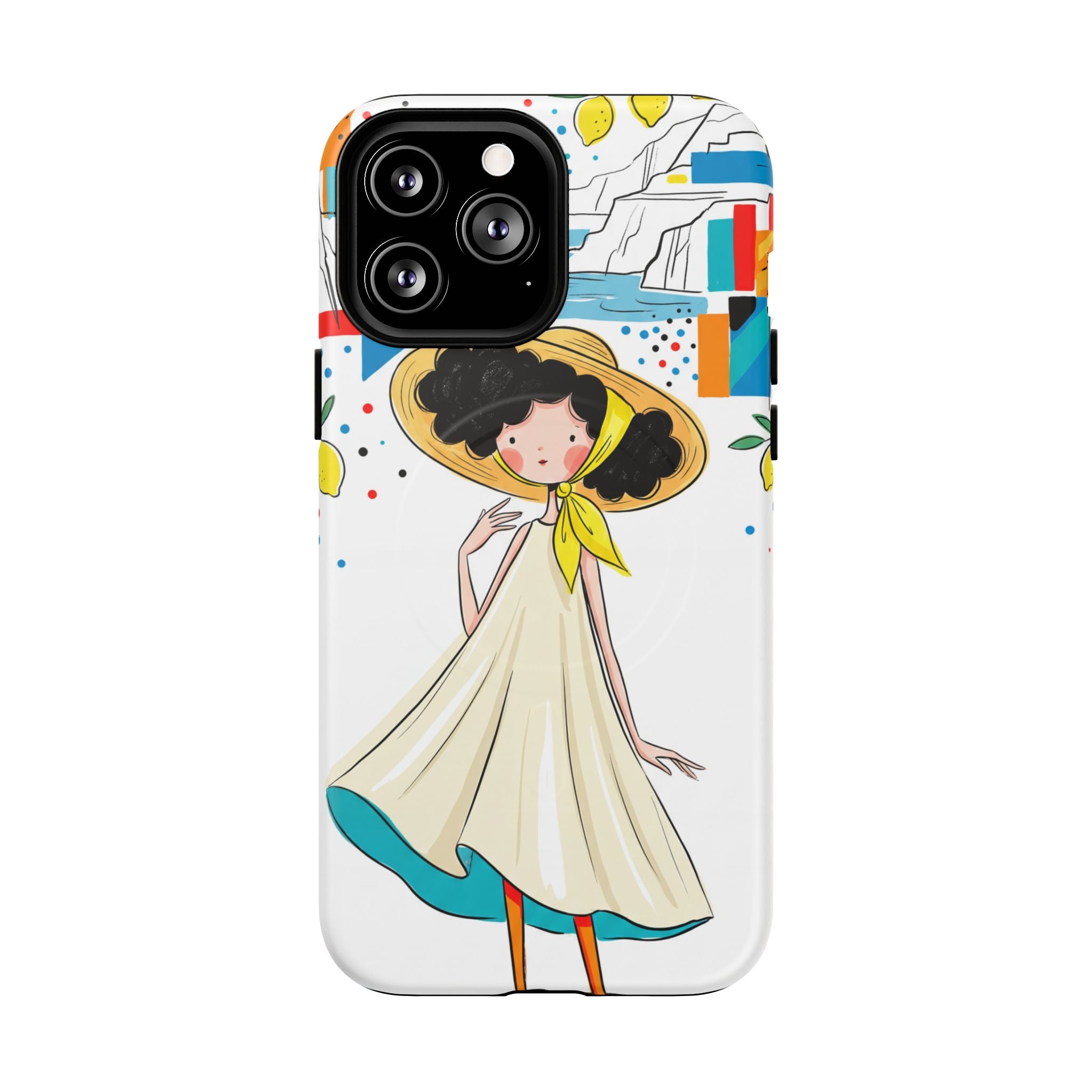 Cute Summer Girl MagSafe iPhone Case | Whimsical Coastal Illustration Protective Case