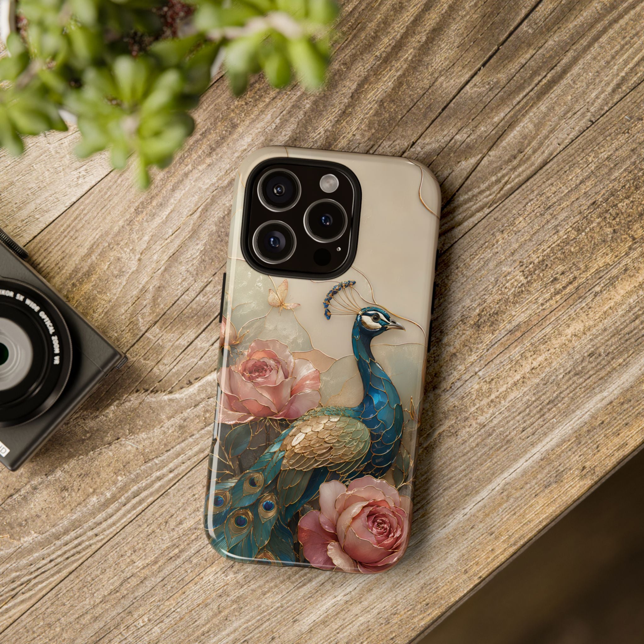 Peacock & Rose iPhone Case | Vintage Floral iPhone Case