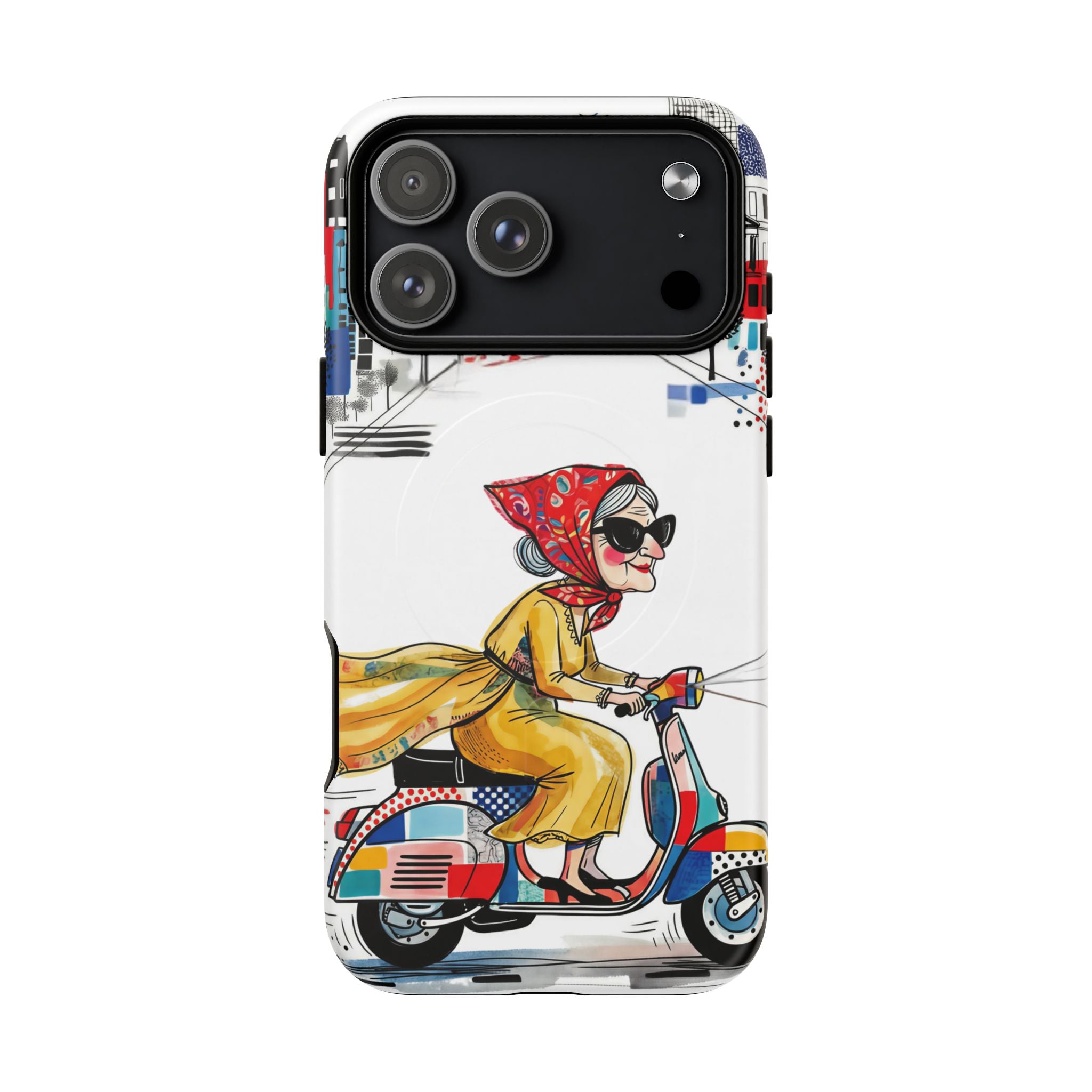 Vintage Vespa Granny MagSafe iPhone Case | Retro Scooter Travel iPhone Cover