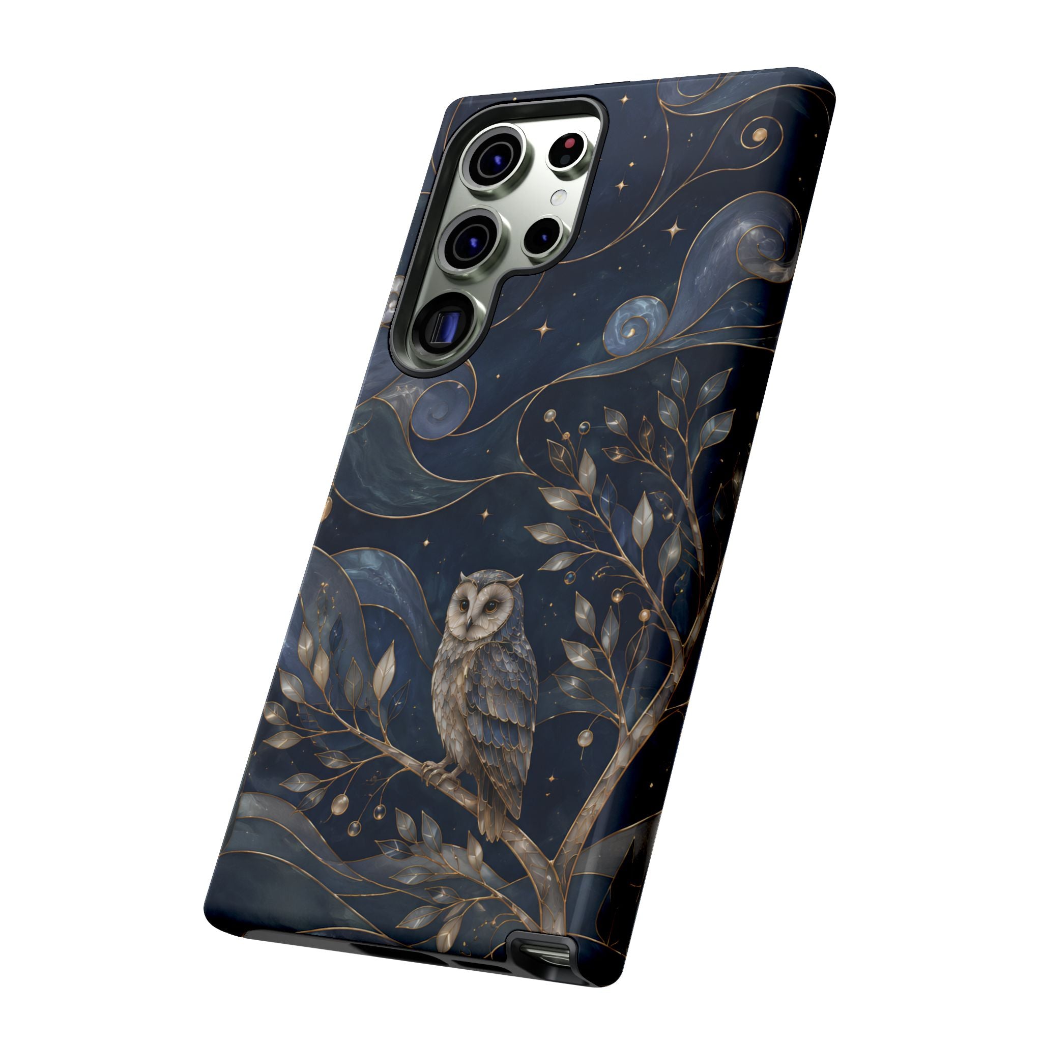 Barn Owl Samsung Galaxy Phone Case | Midnight Forest Art Cover