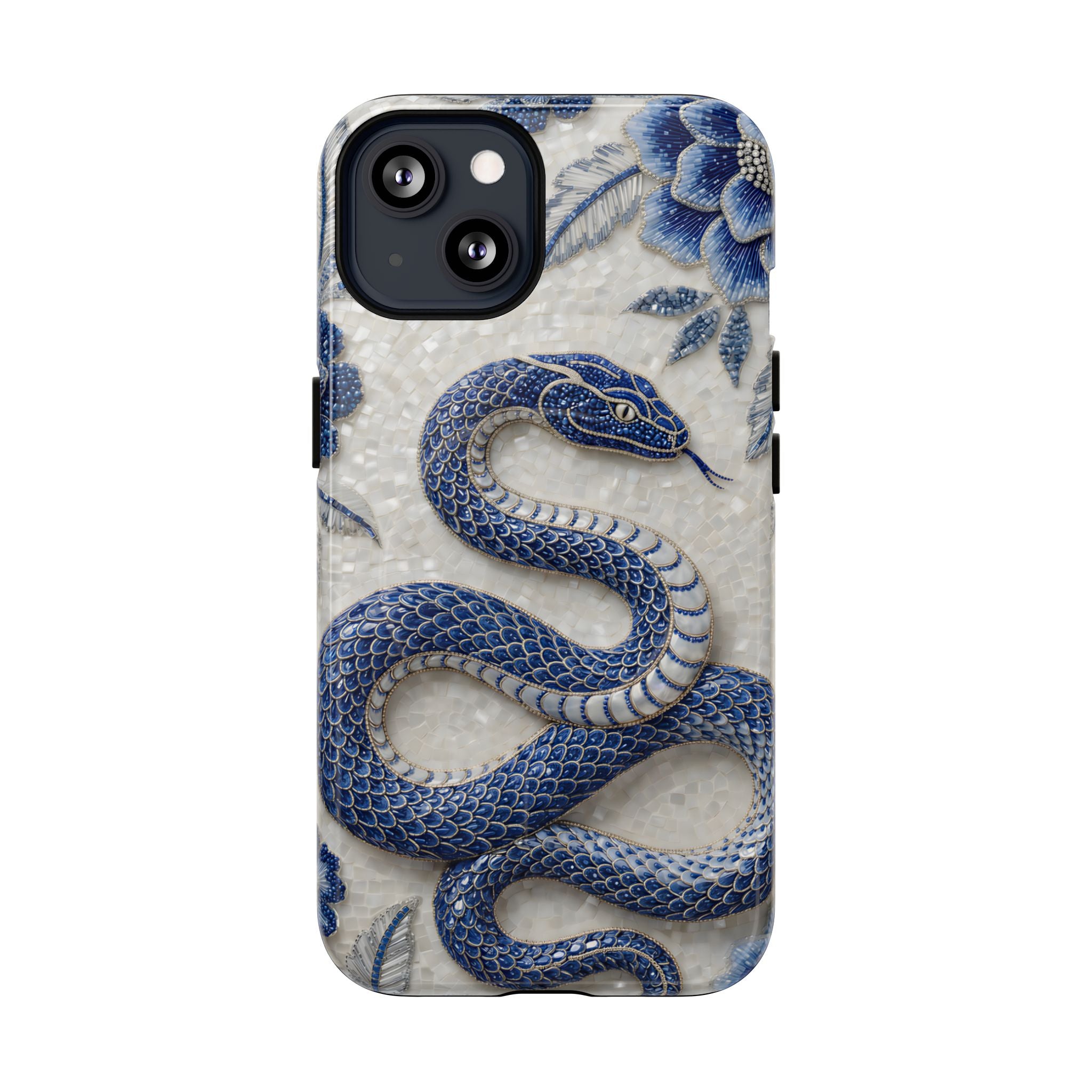 Asian Zodiac Snake MagSafe iPhone Case | Blue & White Porcelain Slim Shockproof Case | Year of the Snake