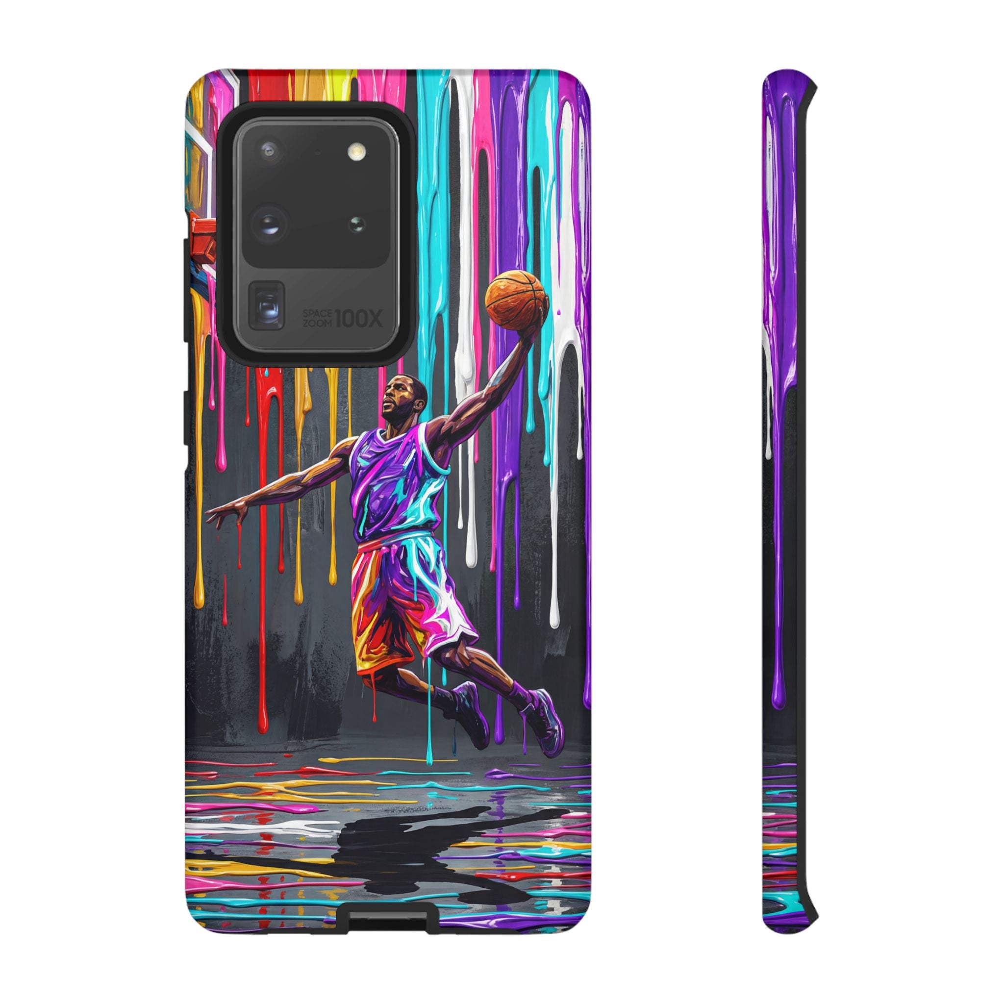 Color Splash Basketball Samsung Galaxy Phone Case | Vibrant Drip Dunk Design