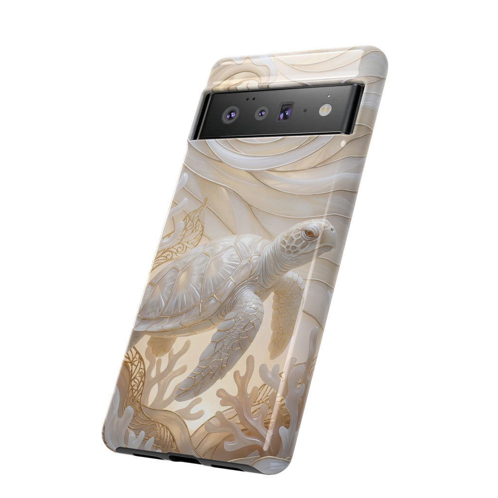 Sea Turtle Tough Google Pixel Case — Elegant Nautical Coral Design