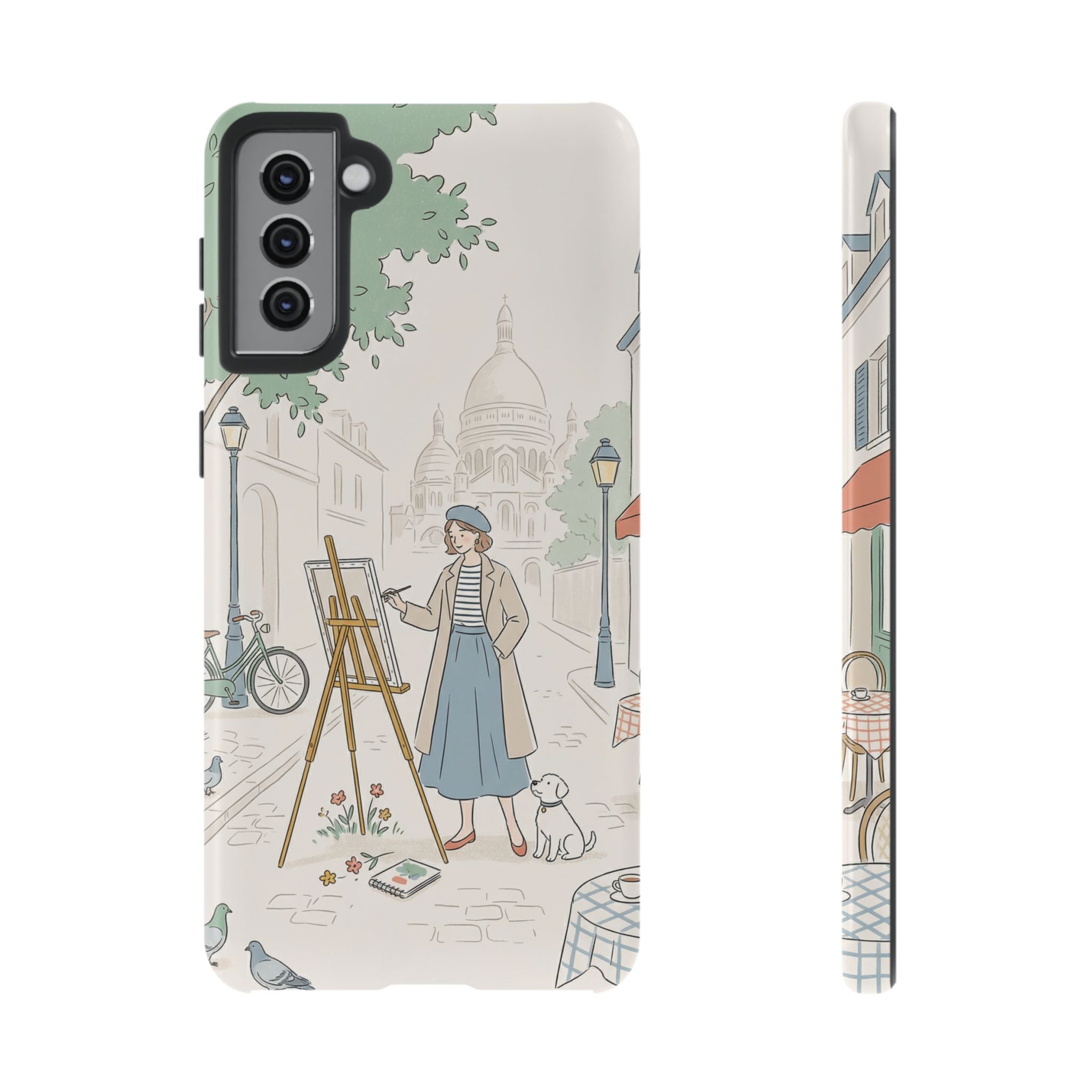 Artist in Paris Samsung Galaxy Phone Case | Vintage Painter Street Scene Protective Cover