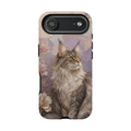 Maine Coon Cat iPhone Case | Floral Cat iPhone Case