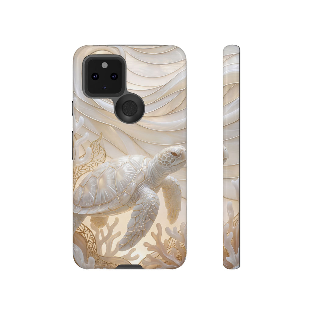 Sea Turtle Tough Google Pixel Case — Elegant Nautical Coral Design