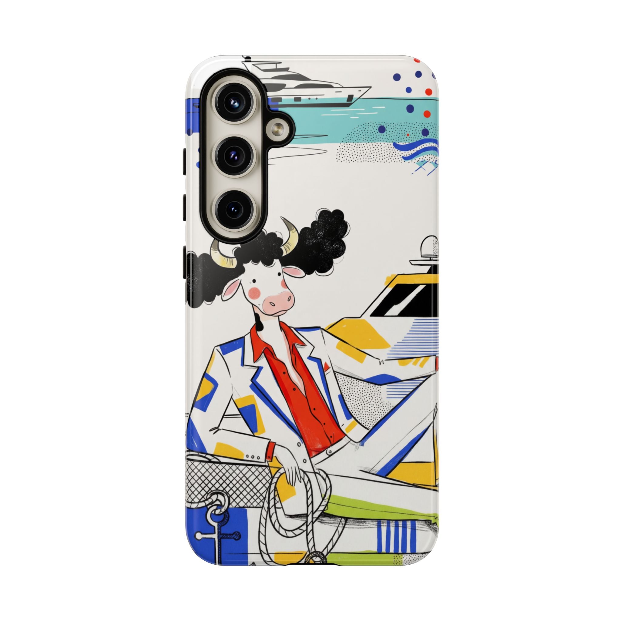 Nautical Cow Graphic Protective Samsung Galaxy Phone Case