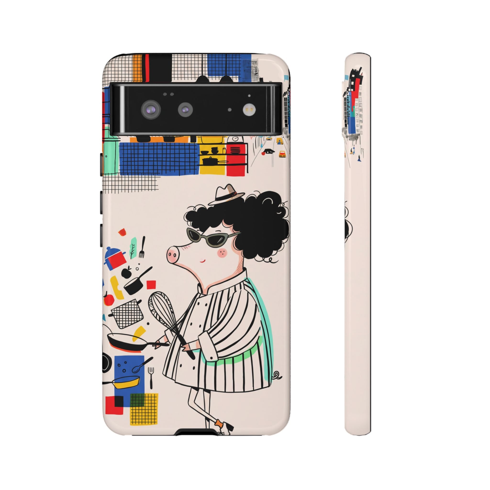 Cute Chef Pig Google Pixel Phone Case | Quirky Cartoon Kitchen Art Tough Case