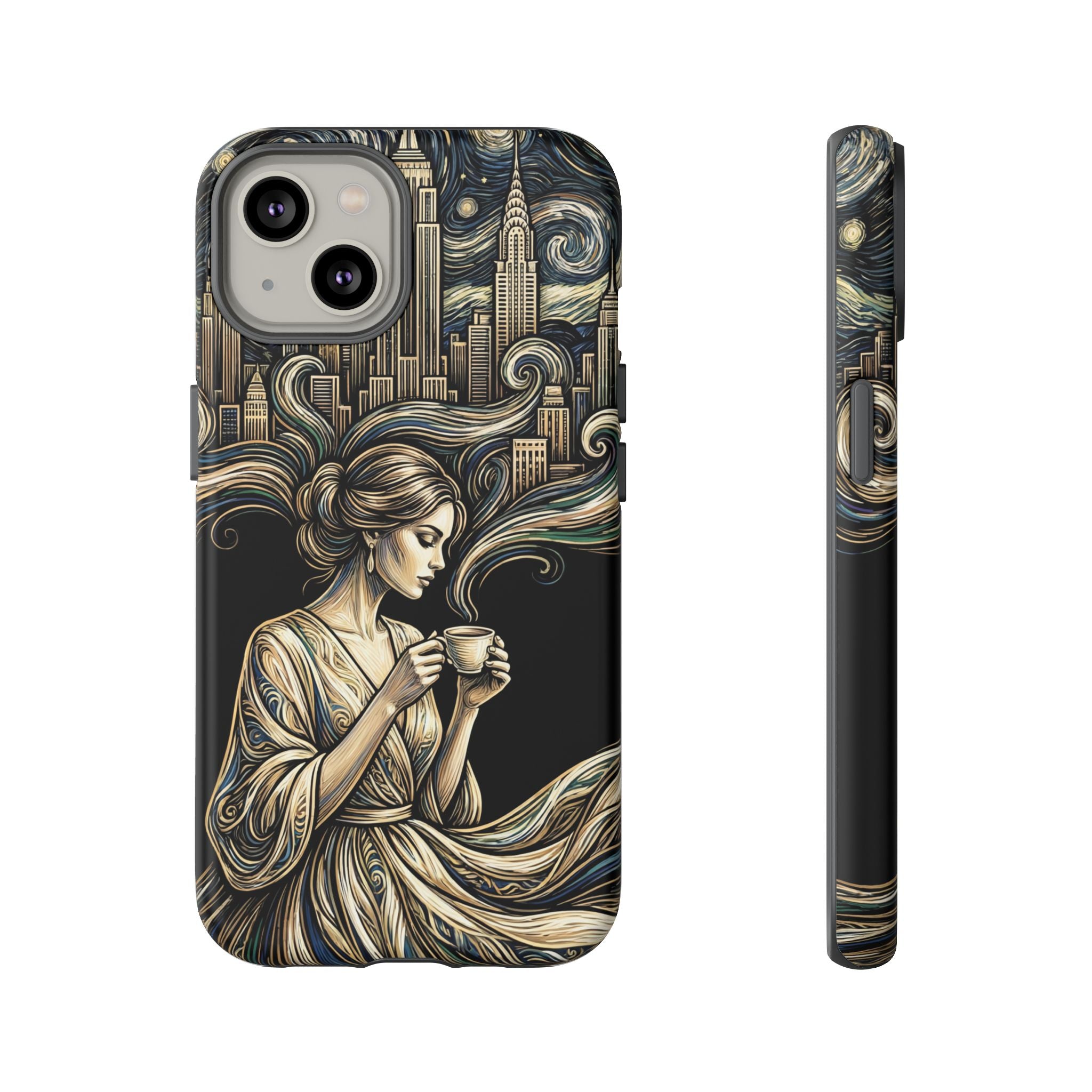 Vintage Cityscape Woman Tea Art iPhone Case