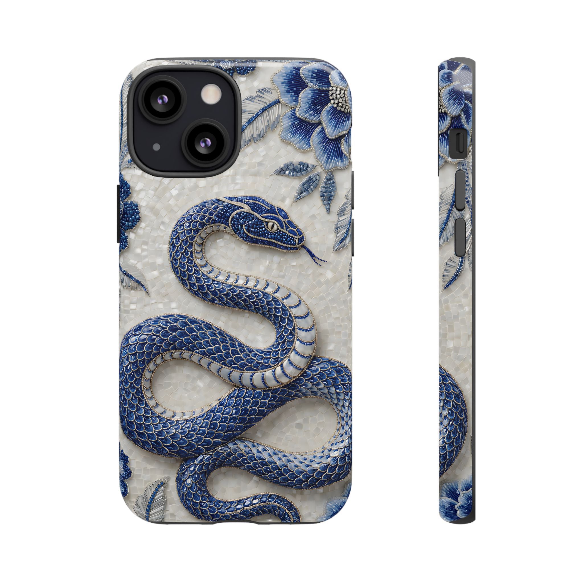 Asian Zodiac Snake iPhone Case | Blue & White Porcelain Slim Shockproof Case | Year of the Snake