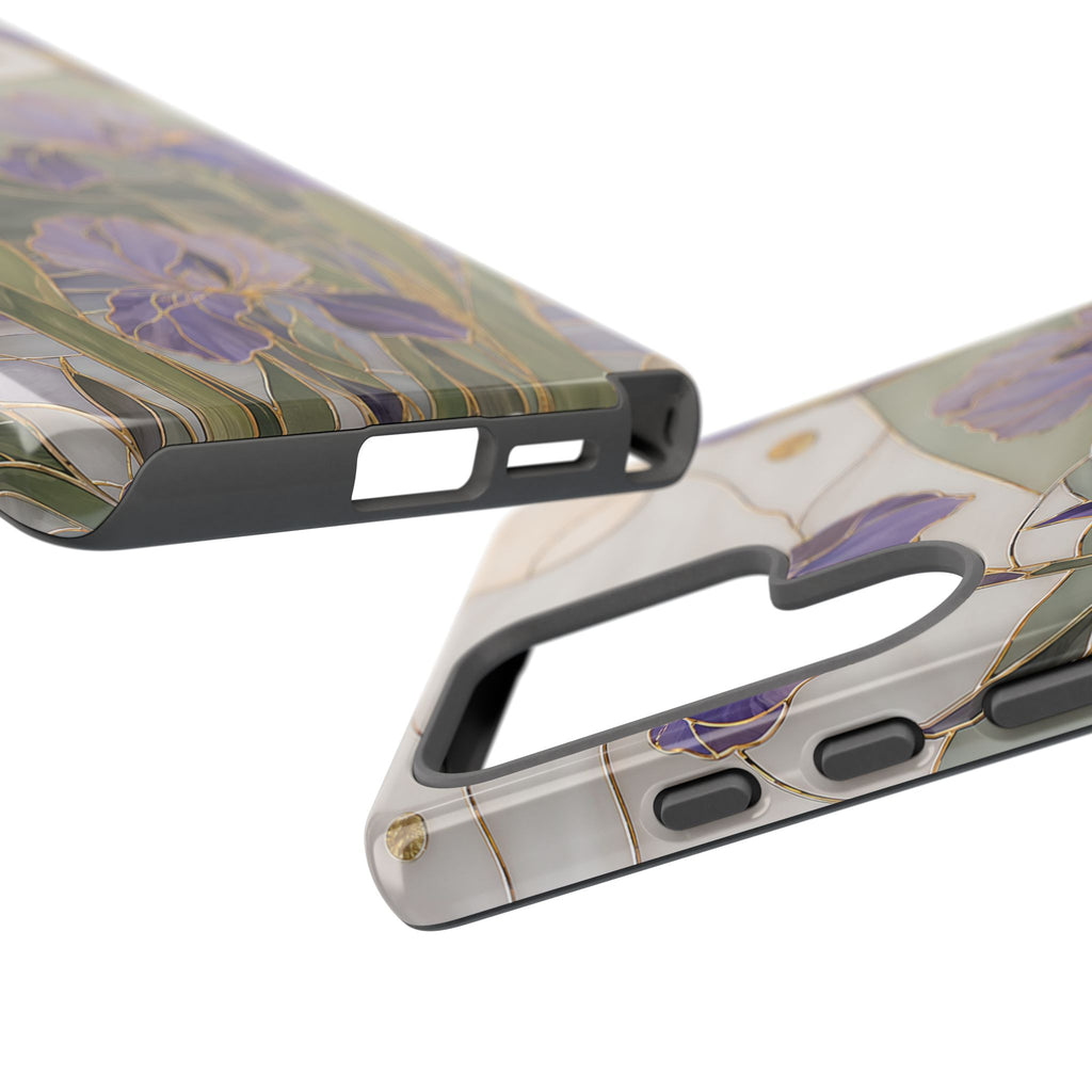Stained Glass Iris Samsung Galaxy Phone Case | Purple Floral Phone Case