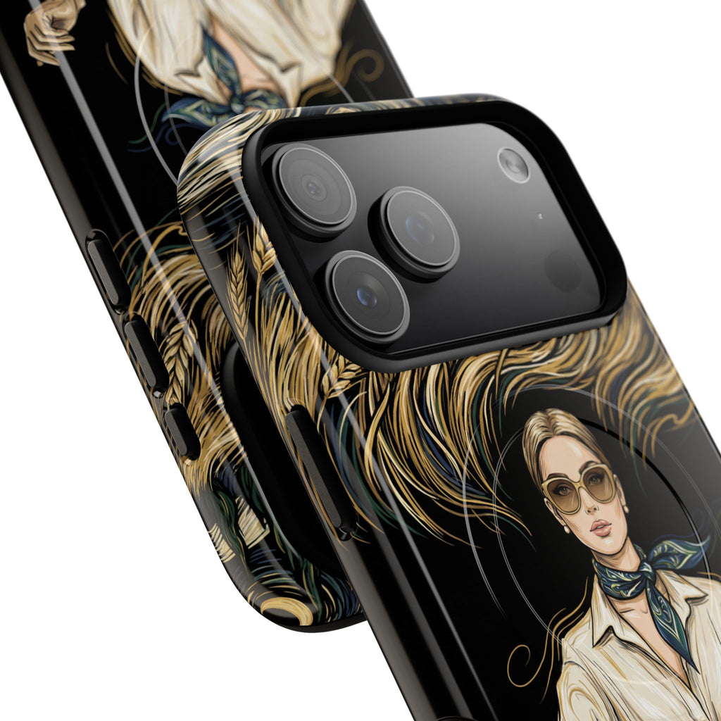 Vintage Elegance MagSafe iPhone Case | Retro Woman with Flowing Golden Hair